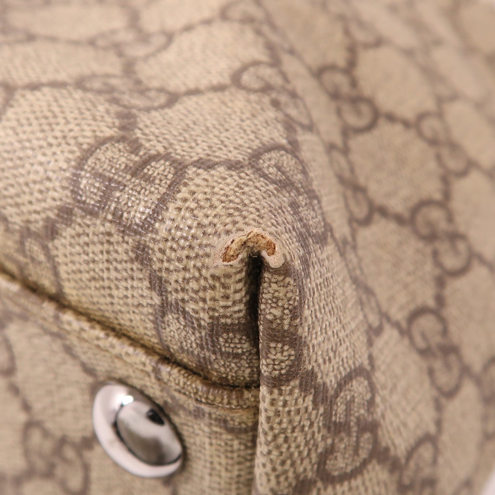 GUCCI 塗層帆布Shoulder Tote銀扣肩背袋/手挽袋