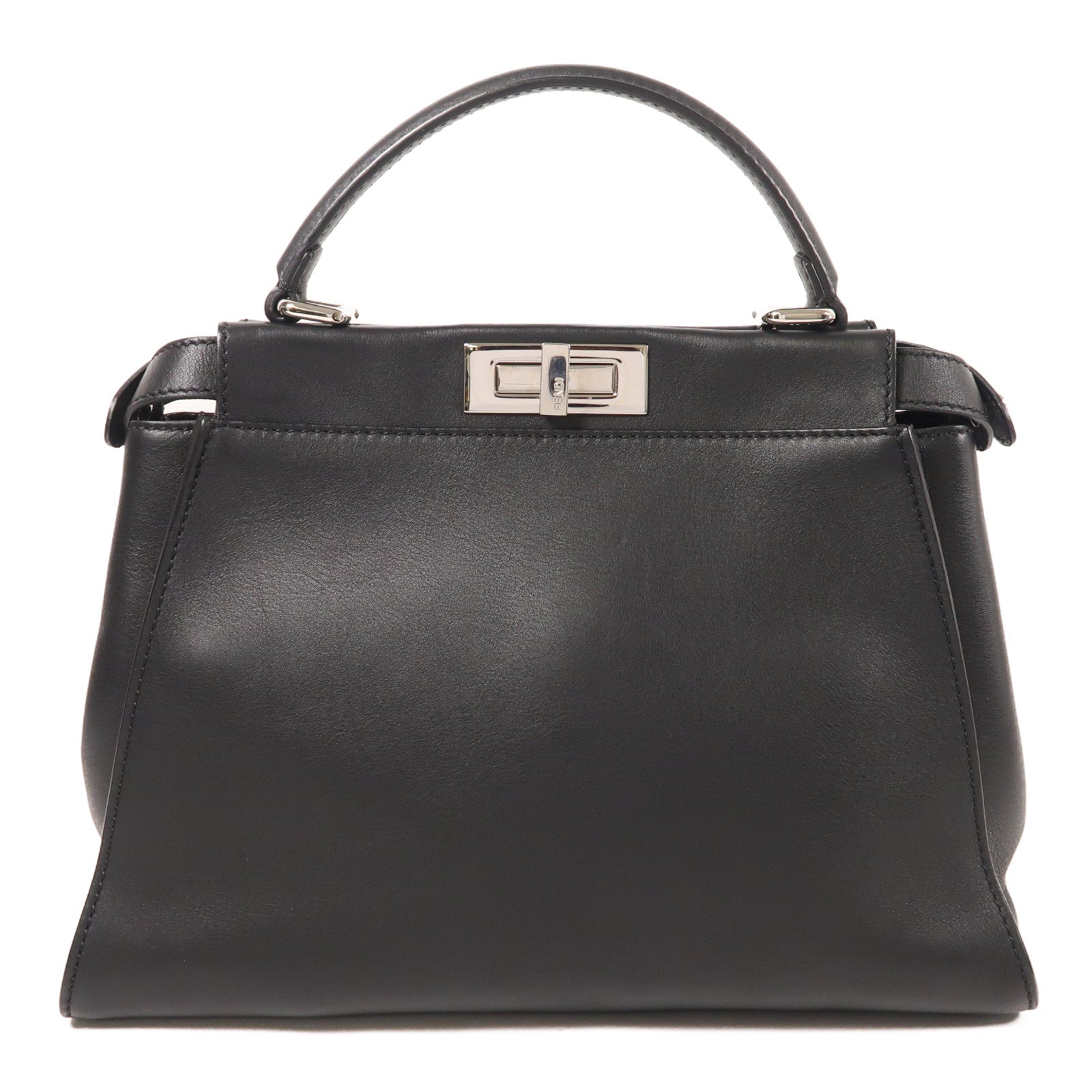 FENDI 牛皮/蛇皮皮革Peekaboo銀扣手挽肩背兩用袋