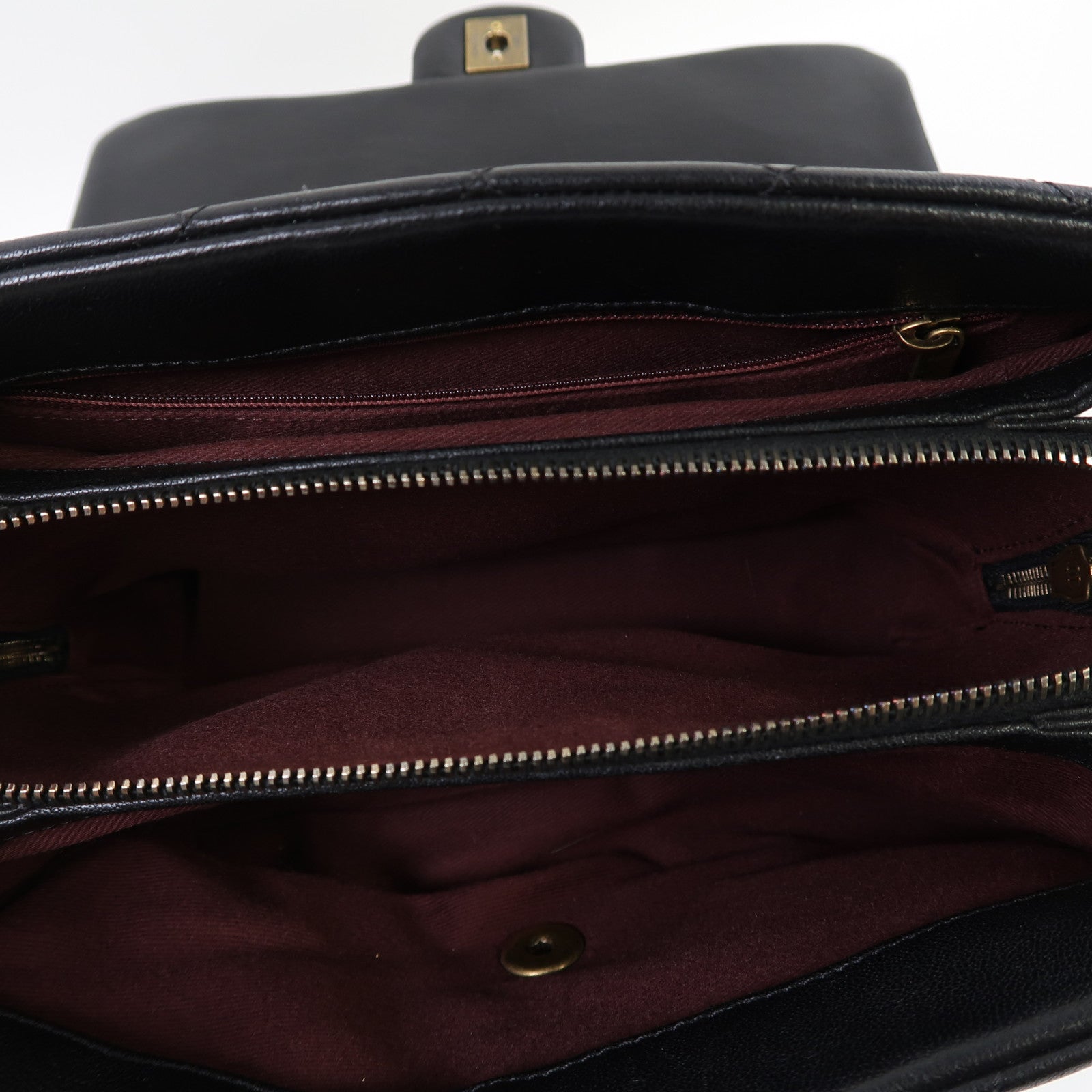 CHANEL 菱格牛皮皮革Shoulder Bag金扣手挽肩背兩用袋黑色