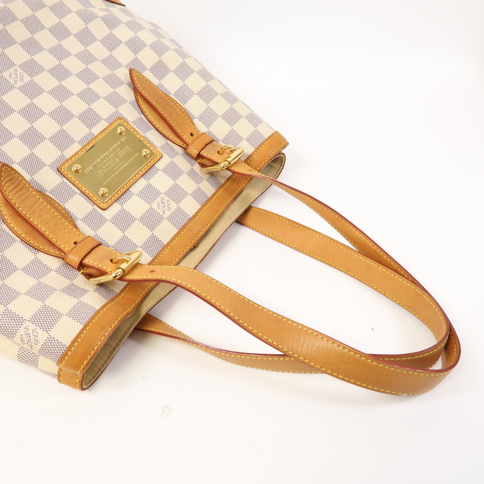 LOUIS VUITTON 【激減優惠】Damier Azur Hampstead MM金扣肩背袋白色/藍色