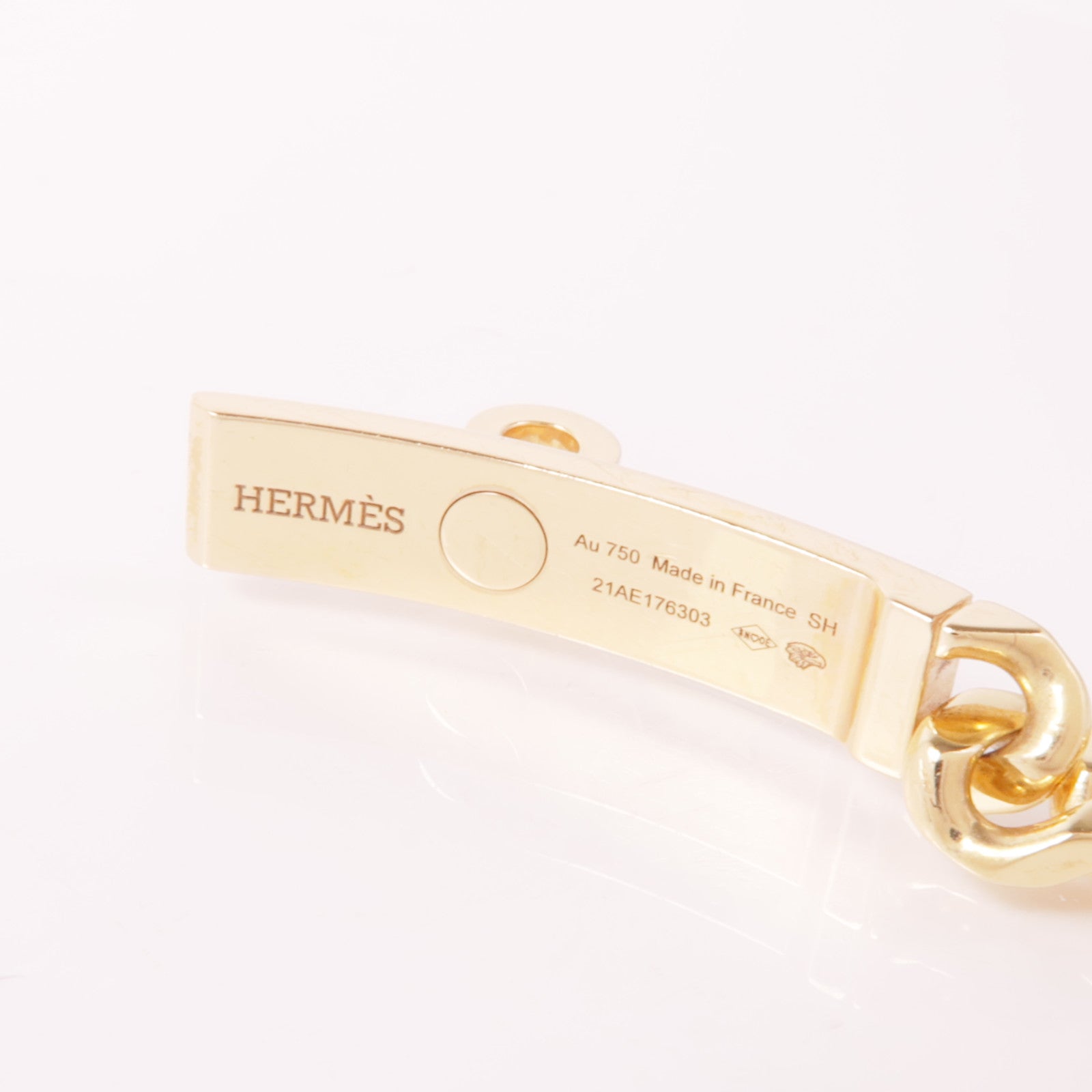 HERMES 18K玫瑰金Kelly Gourmette Bracelet鑽石手鏈
