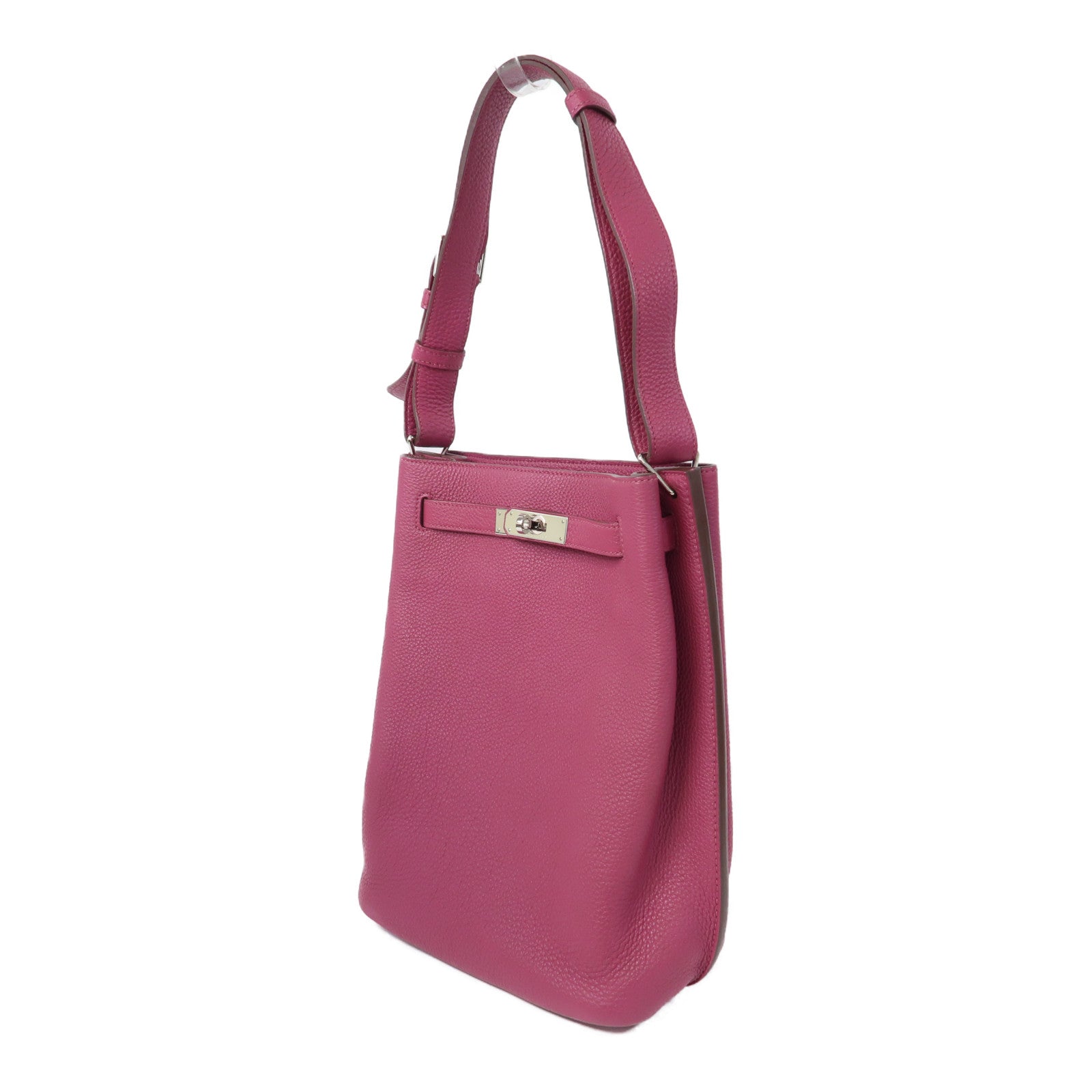 HERMES 【清倉大減價】Clemence皮革So Kelly 20銀扣肩背袋Tosca/紫色