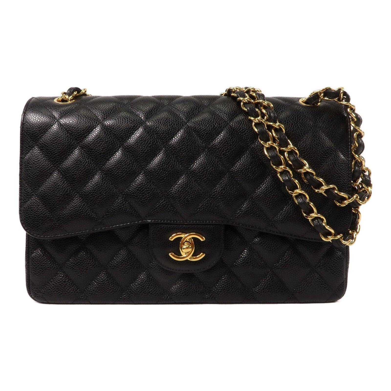 CHANEL 牛皮皮革Large Classic鏈帶肩背袋