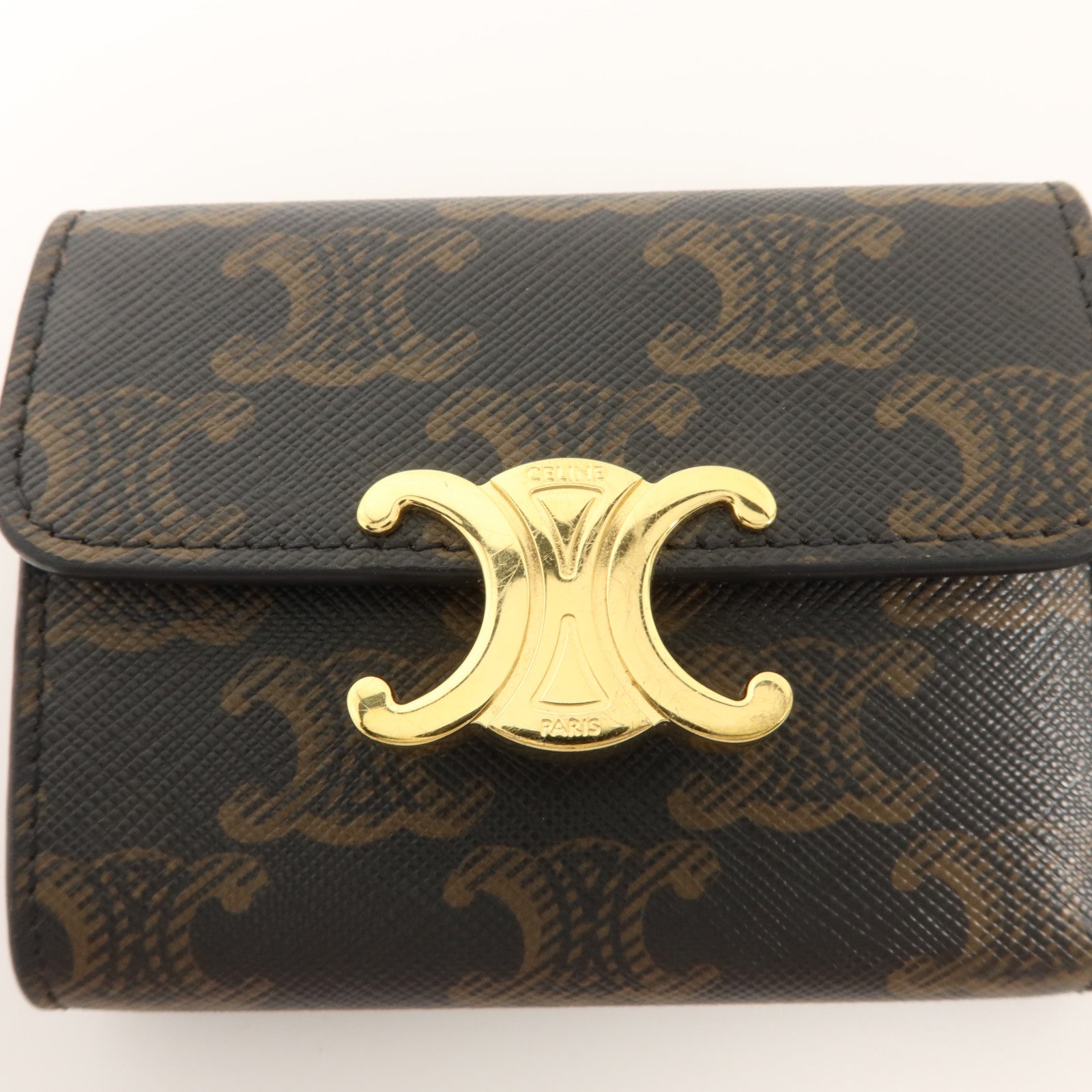 CELINE Triomphe帆布Compact Wallet With Coin Purse錢包