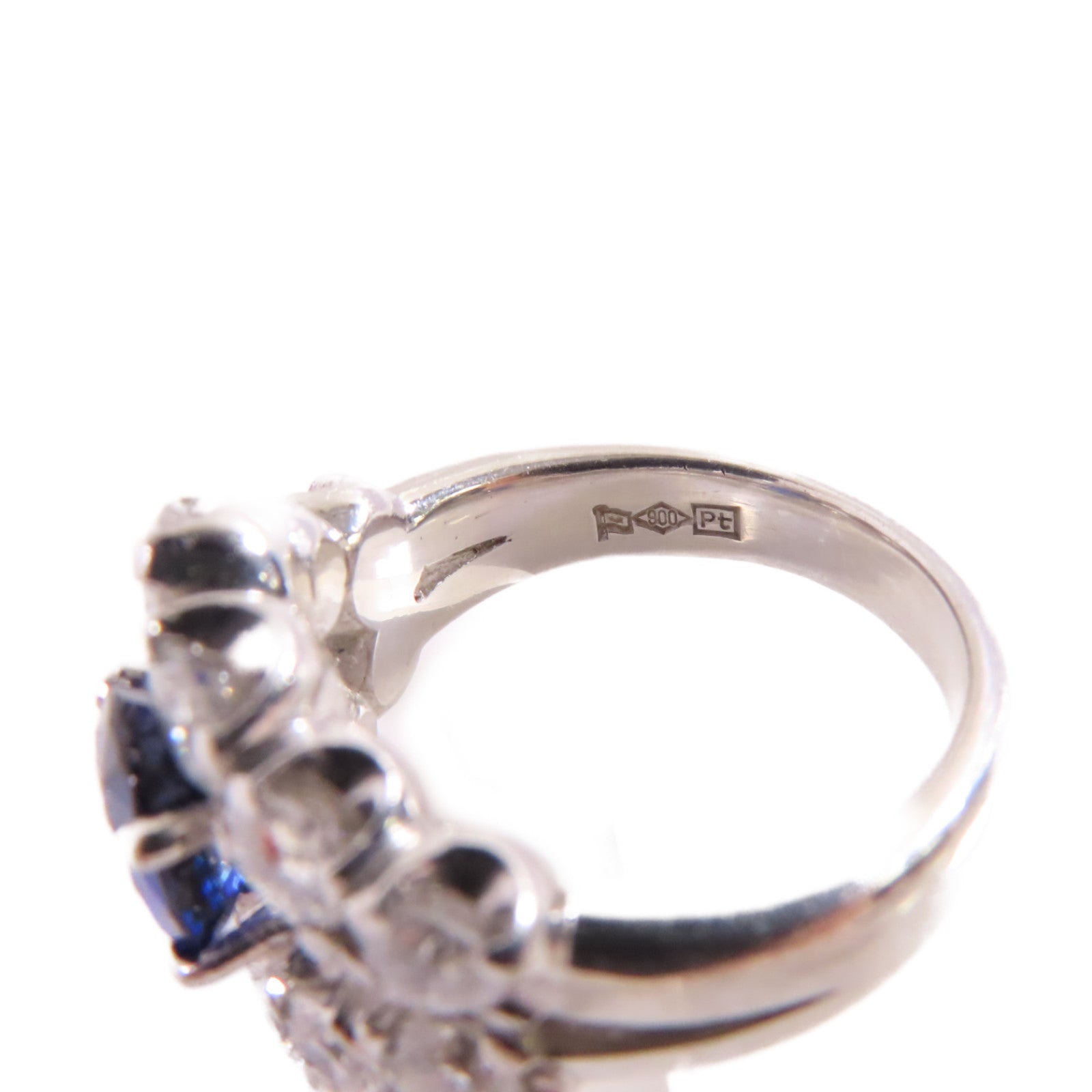 JEWELRY 【激減優惠】PT900鉑金/1.79ct藍寶石/2.50ct鑚石Sapphire Diamond Ring戒指US#7.5