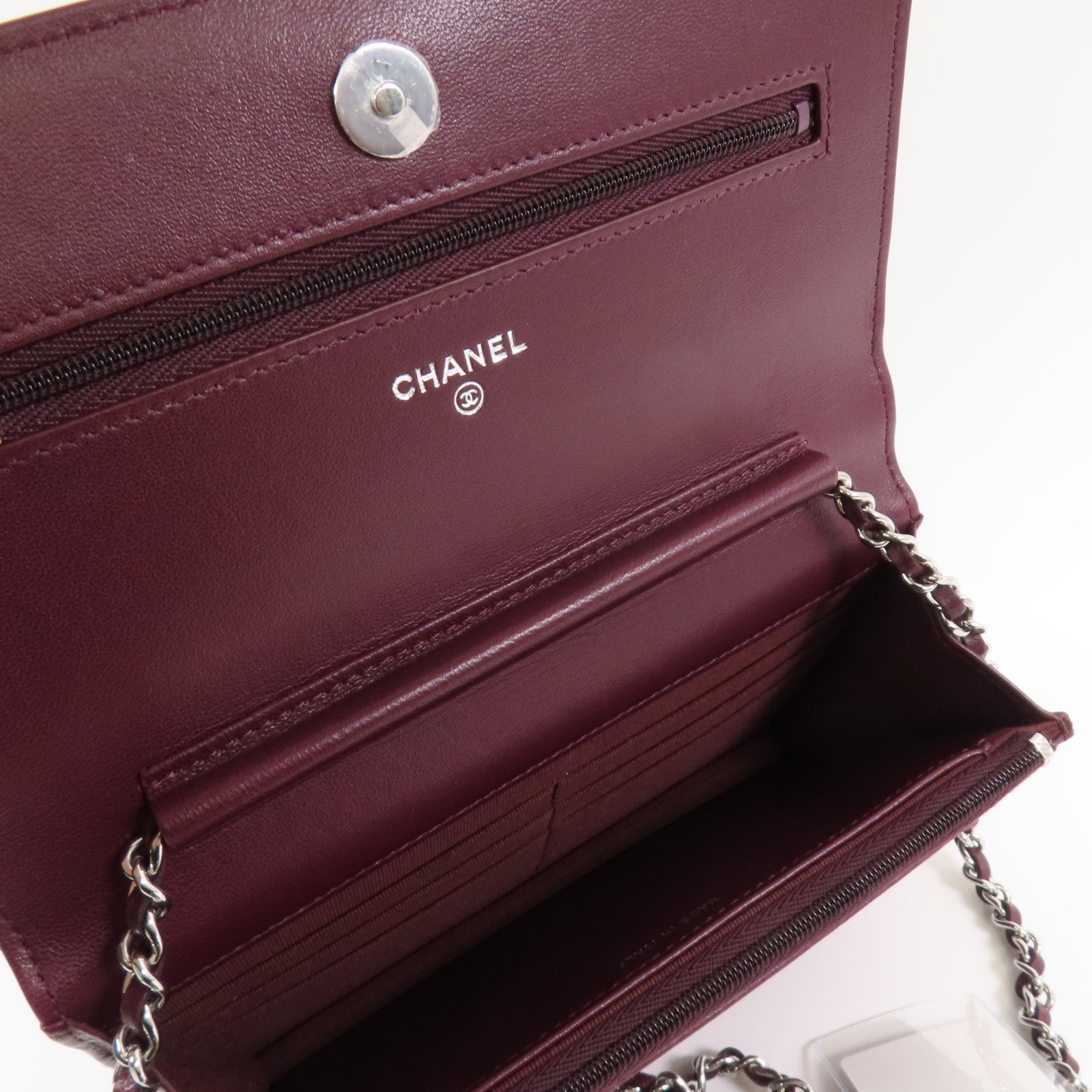 CHANEL 羊皮皮革Wallet On Chain銀扣鏈帶肩背袋