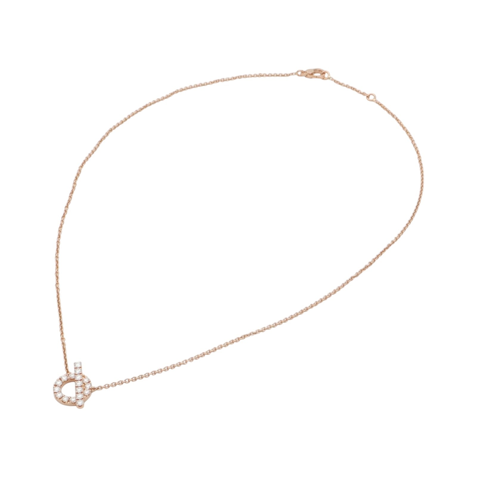HERMES 18K玫瑰金Finesse Pendant鑽石項鍊