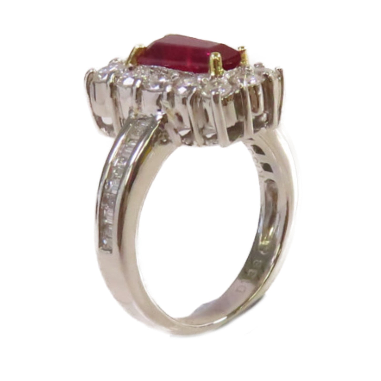 JEWELRY 【激減優惠】PT900鉑金/18K黃金/1.58ct紅寶石/1.38ct鑽石Ruby Ring戒指US#6.25