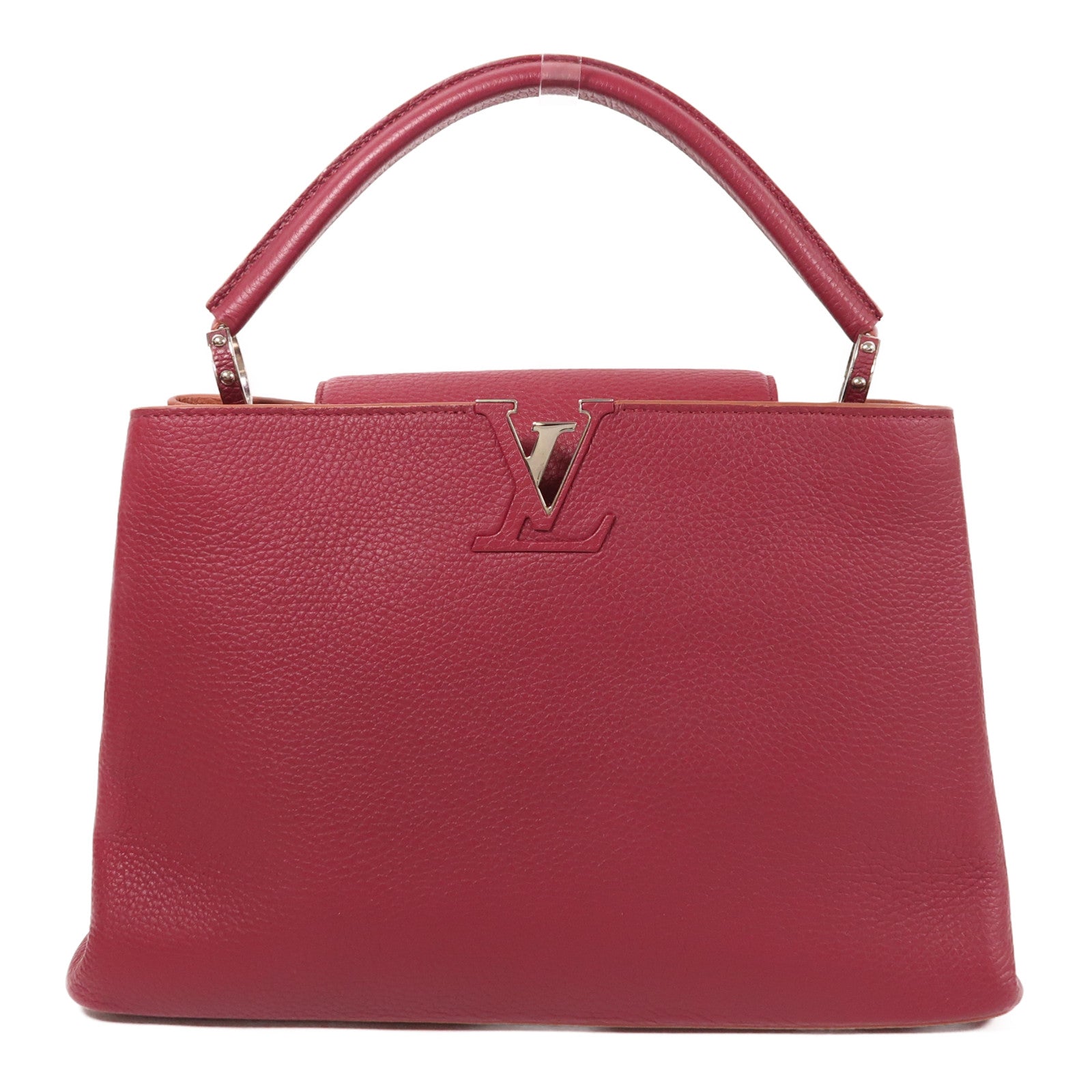 LOUIS VUITTON Taurillon Capucines銀扣肩背袋