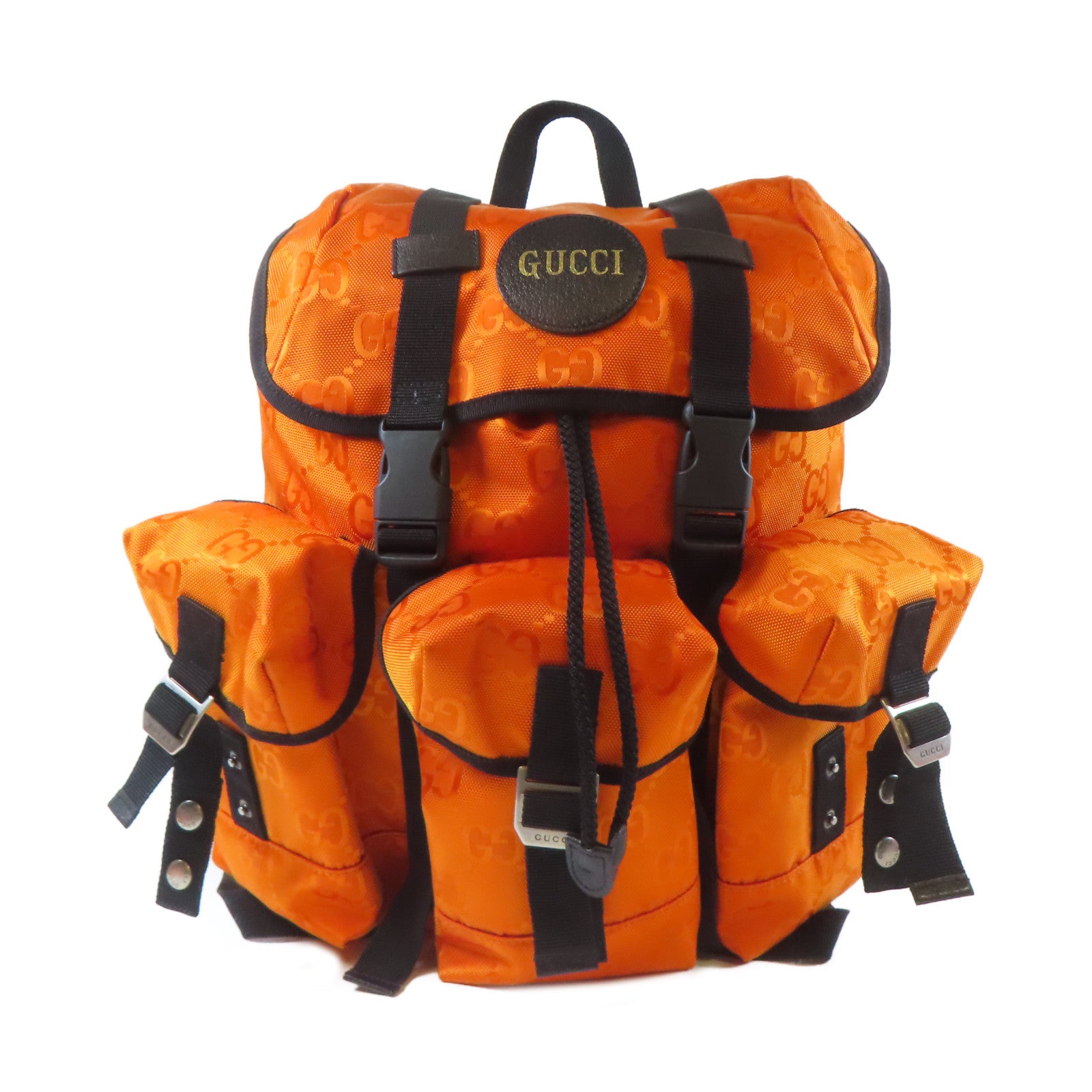 GUCCI 尼龍Rucksack BackPack銀扣背包橙色