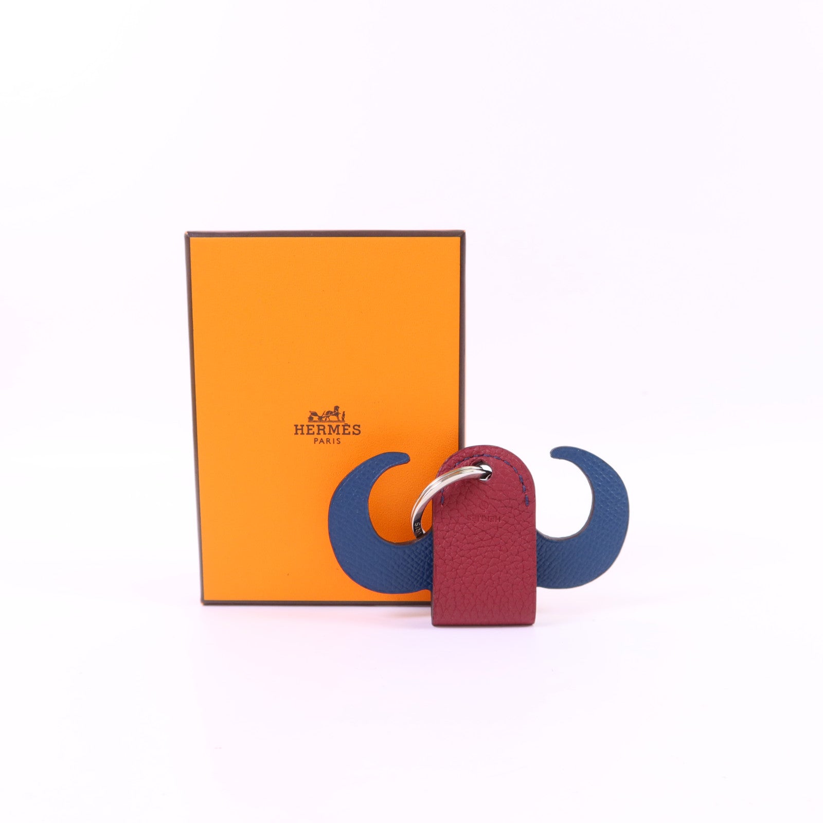 HERMES 【激減優惠】Clemence皮革/Epsom皮革Key Holder Charm銀扣鎖匙扣