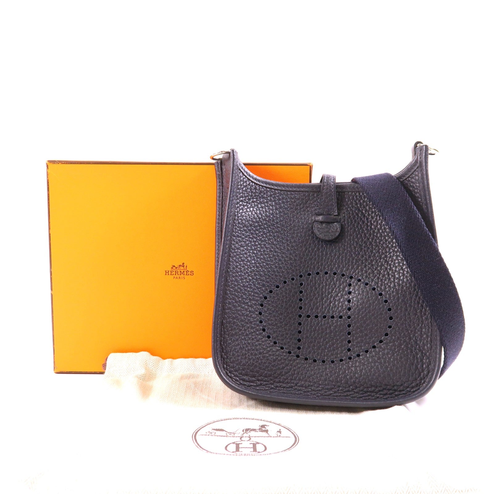 HERMES Clemence皮革Evelyne TPM銀扣肩背袋