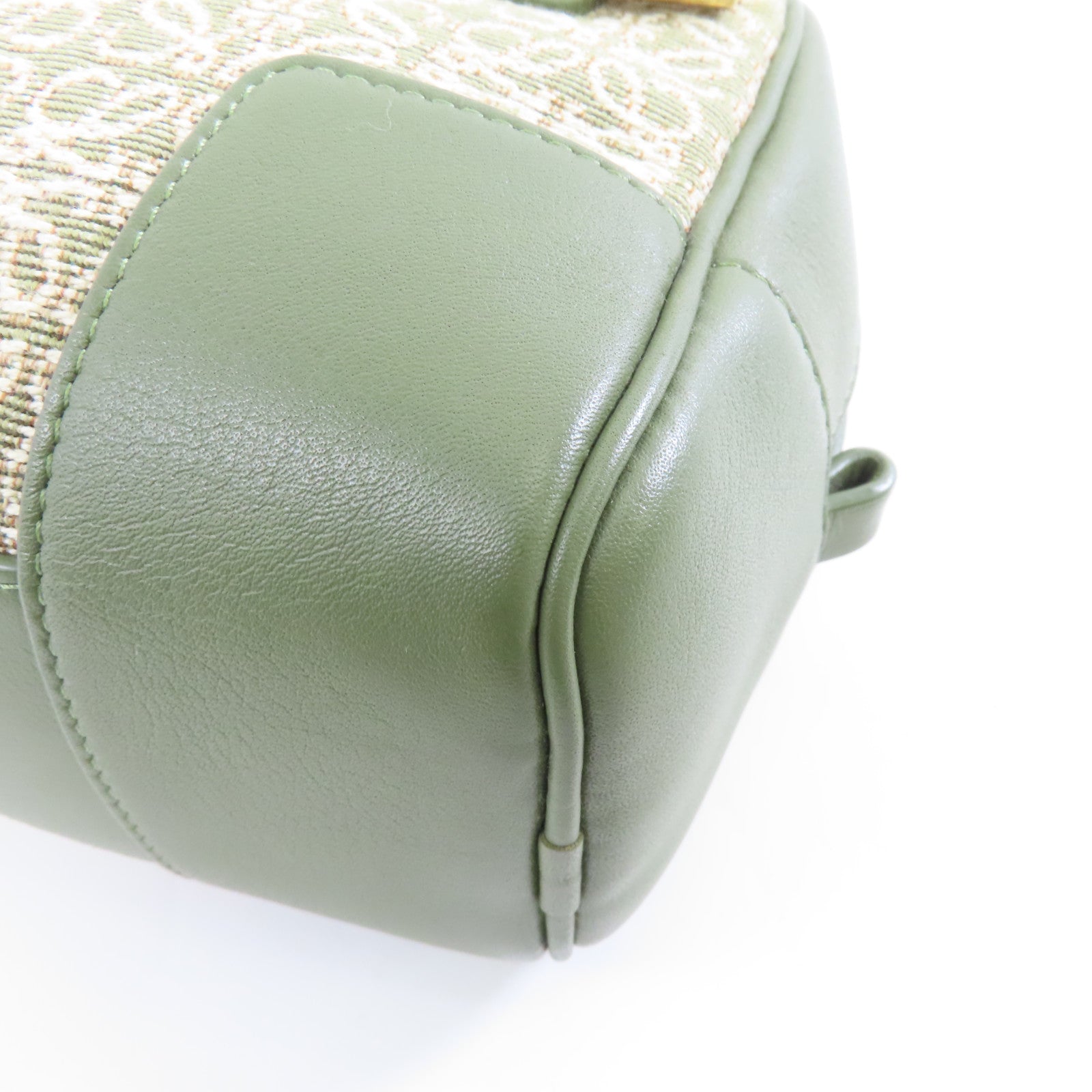 LOEWE 帆布/牛皮皮革Amazona 16金扣手挽肩背兩用袋綠色