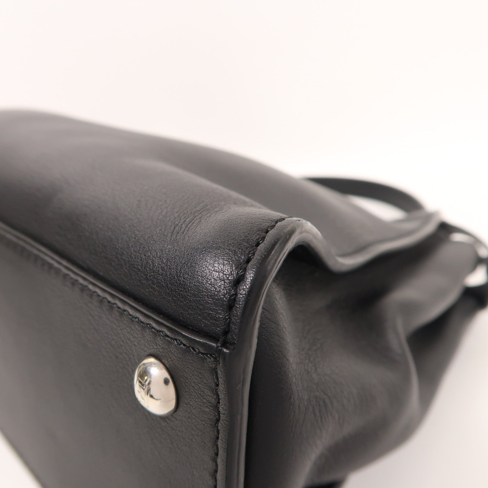 FENDI 牛皮/蛇皮皮革Peekaboo銀扣手挽肩背兩用袋