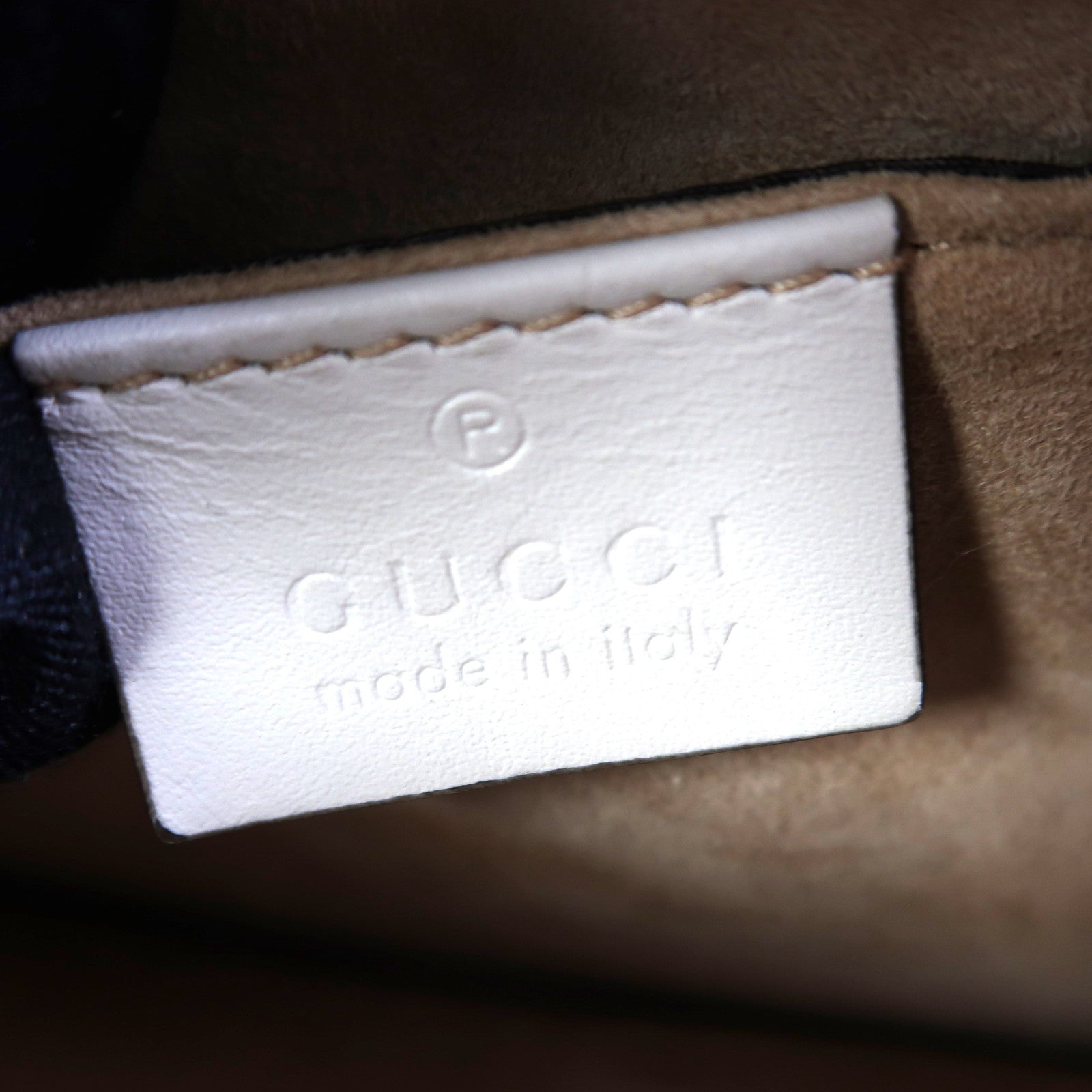 GUCCI 牛皮皮革Sylvie Top Handle金扣鏈帶肩背袋白色