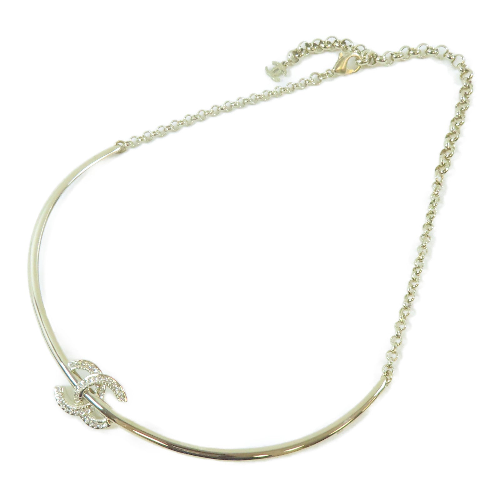 CHANEL 金屬Necklace項鍊銀色#48cm