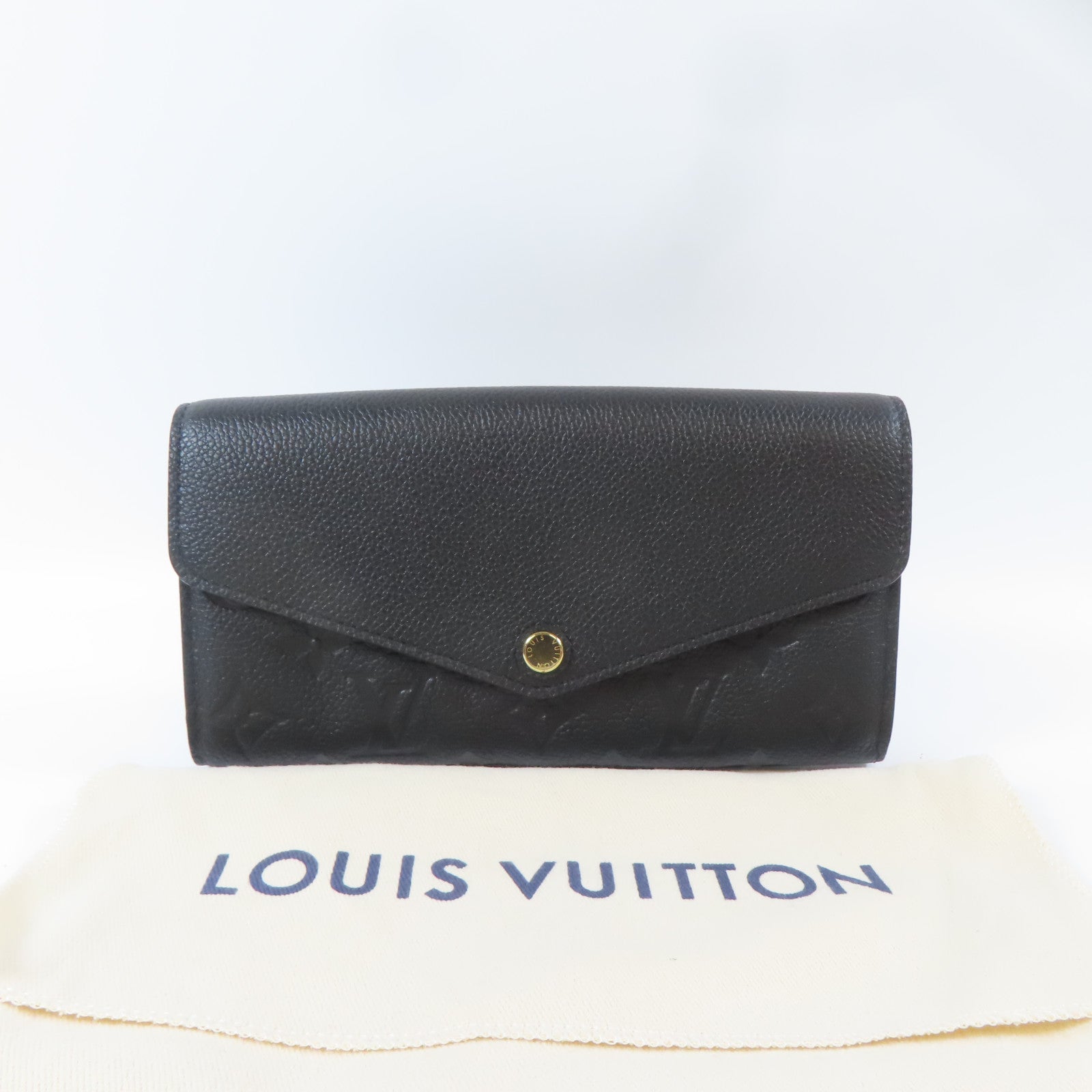 LOUIS VUITTON Monogram Empreinte Sarah金扣啪鈕長錢包黑色
