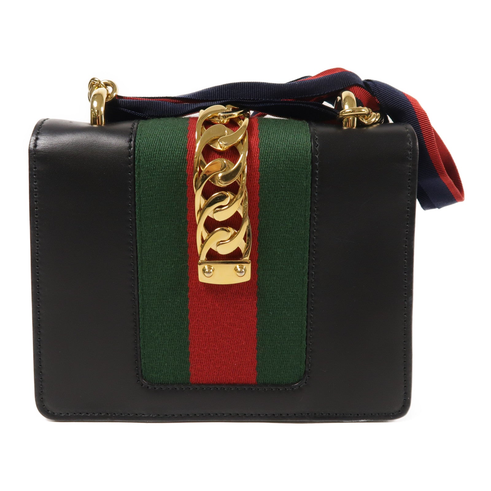 GUCCI 【激減優惠】牛皮皮革Sylvie Mini金扣鏈帶肩背袋