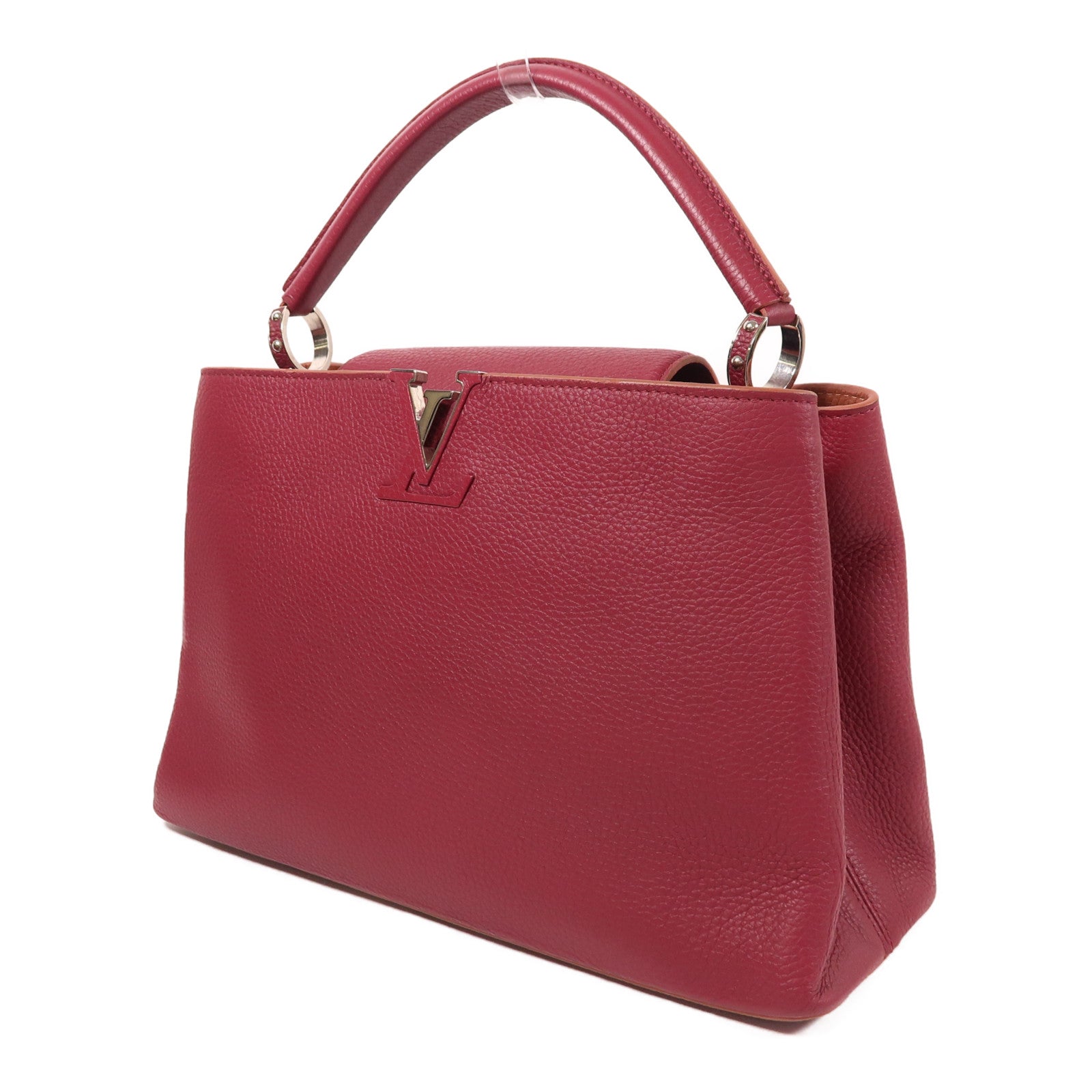 LOUIS VUITTON Taurillon Capucines銀扣肩背袋