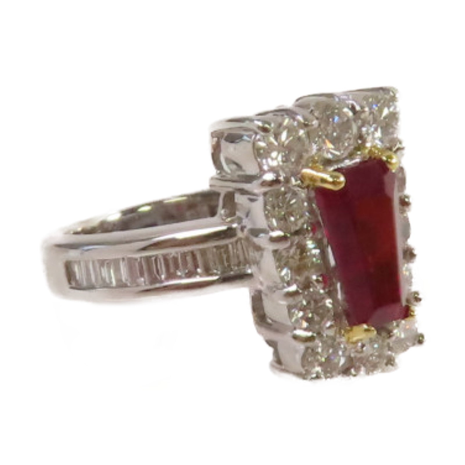 JEWELRY 【激減優惠】PT900鉑金/18K黃金/1.58ct紅寶石/1.38ct鑽石Ruby Ring戒指US#6.25