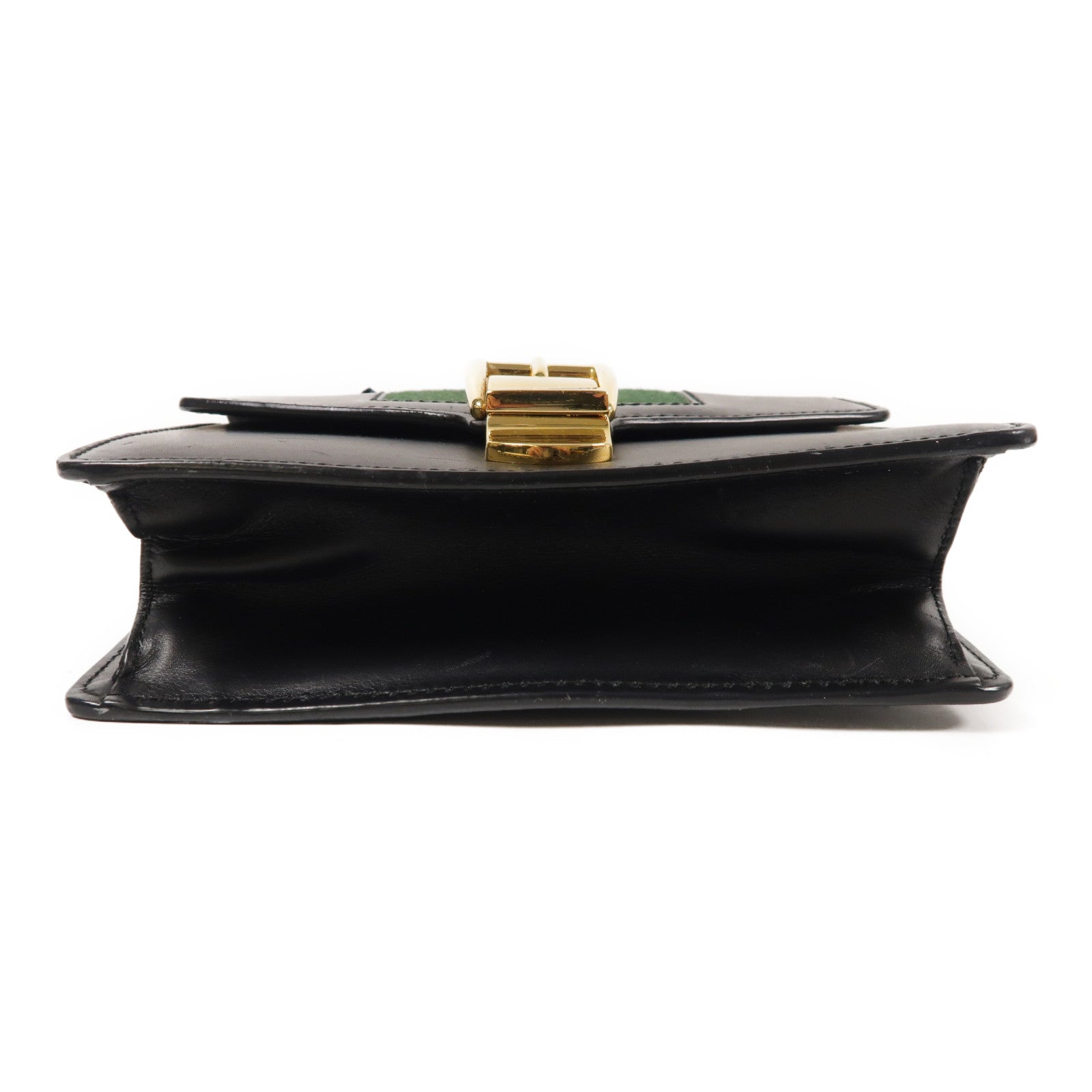 GUCCI GG GHW Sylvie Shoulder Bag Calfskin Leather Black