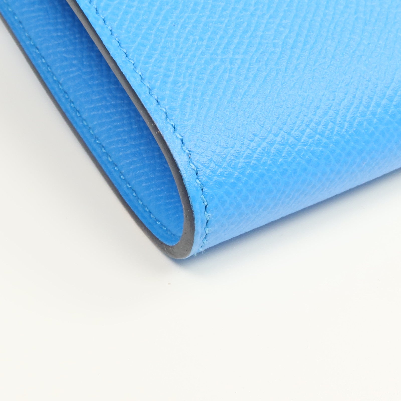 HERMES Epsom皮革Kelly To Go銀扣肩背袋Bleu Frida/Rouge Sellier