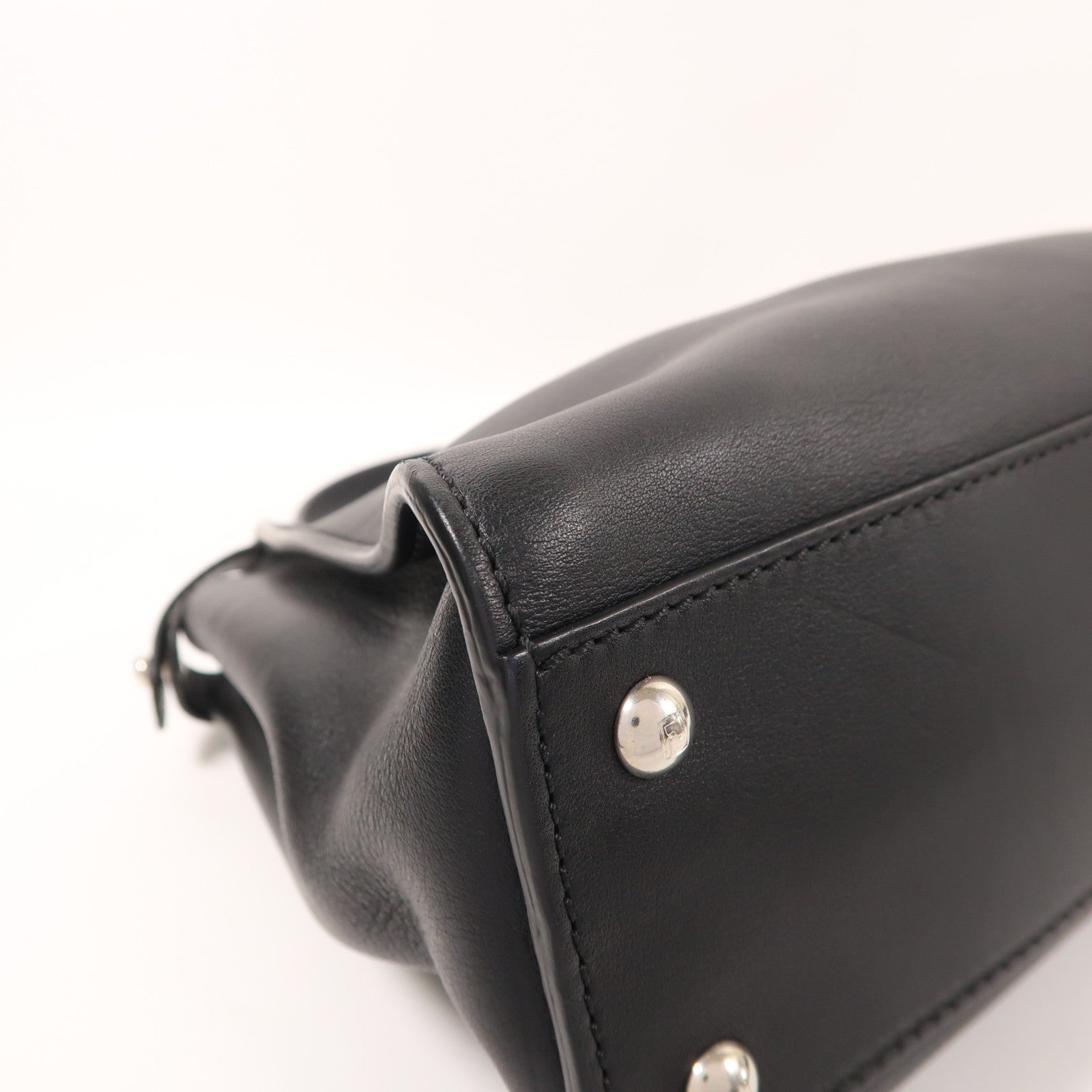 FENDI 牛皮/蛇皮皮革Peekaboo銀扣手挽肩背兩用袋