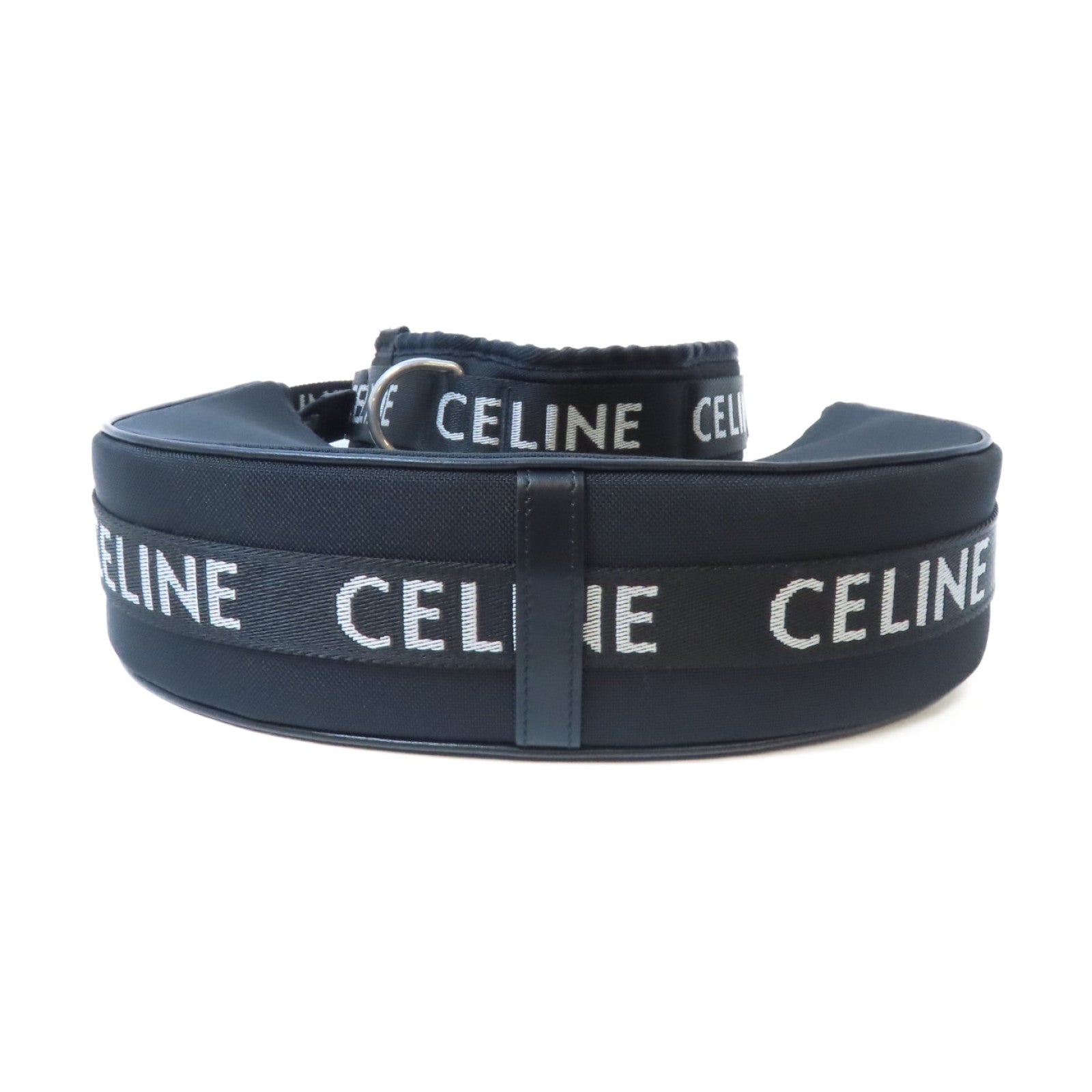 CELINE 帆布Ava銀扣肩背袋黑色