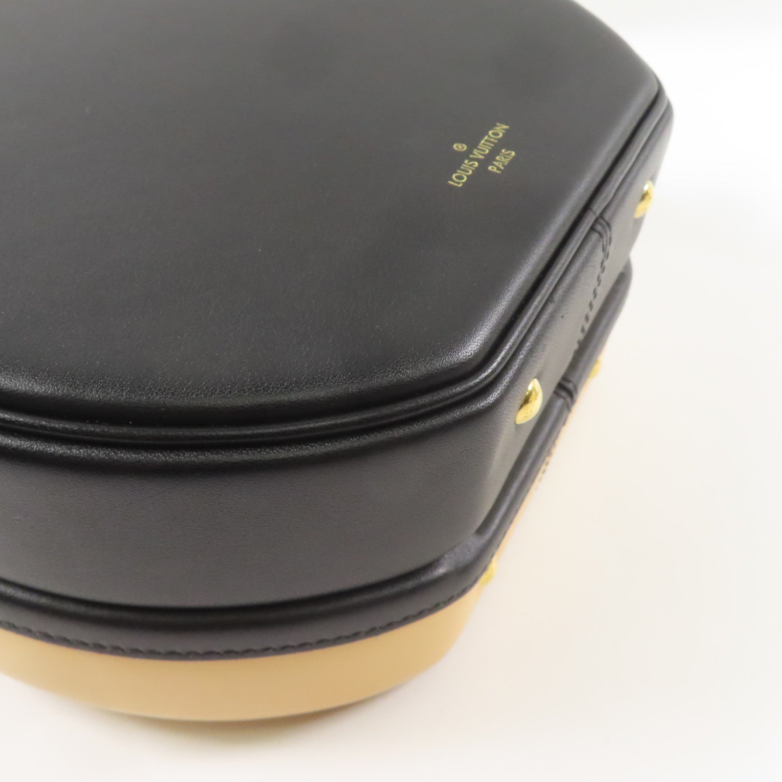 LOUIS VUITTON 牛皮皮革Petite Boite Chapeau金扣手挽肩背兩用袋啡色/黑色