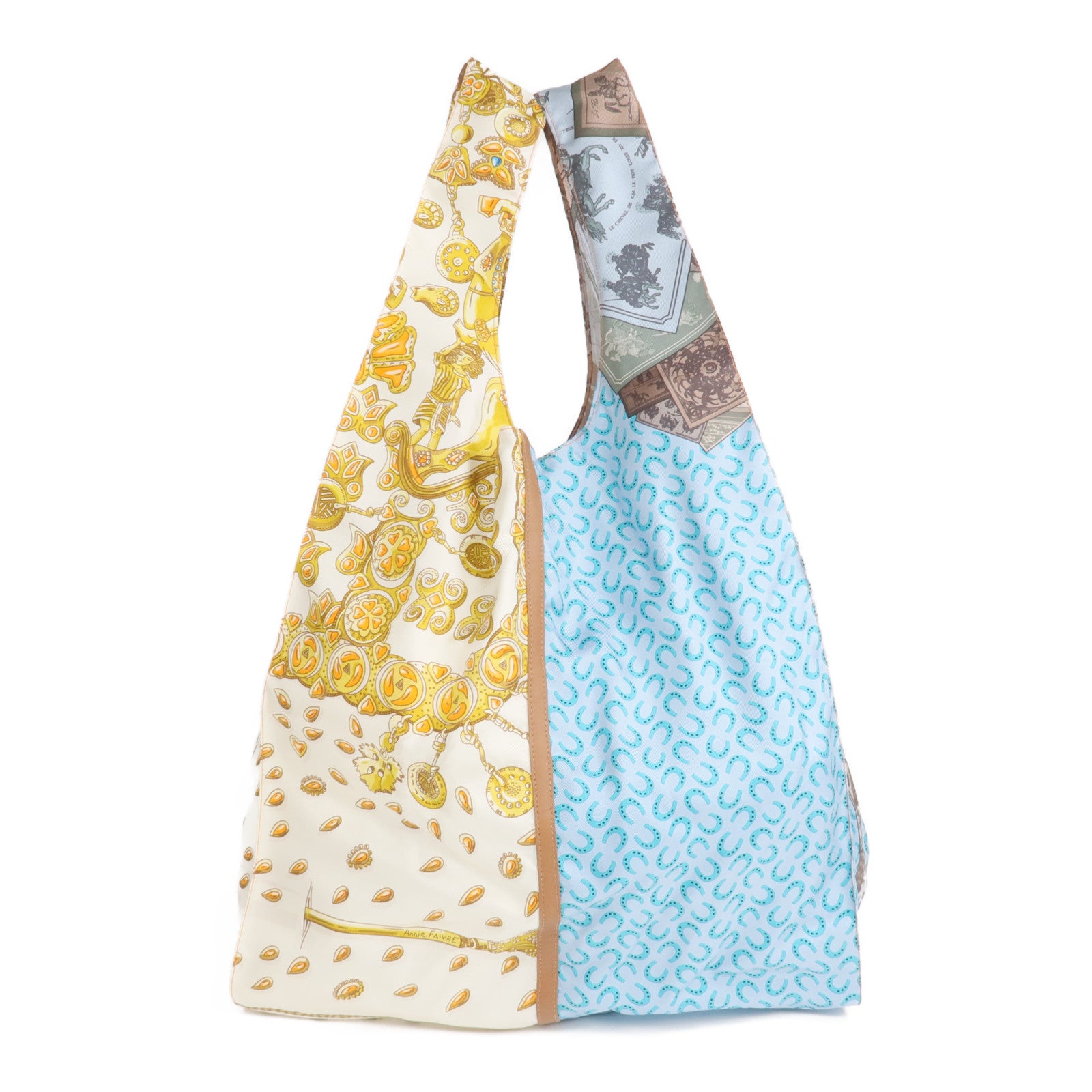 HERMES 絲質/Swift皮革Petit H Shopping Bag銀扣購物袋