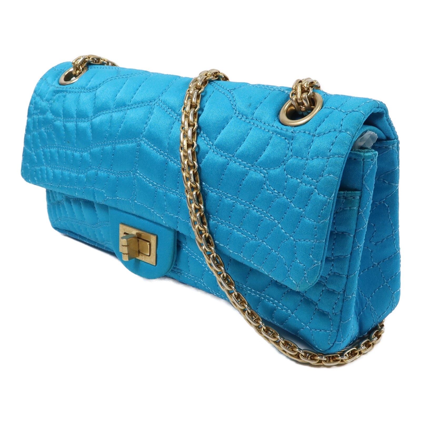 CHANEL Satin 2.55 East West鏈帶肩背袋