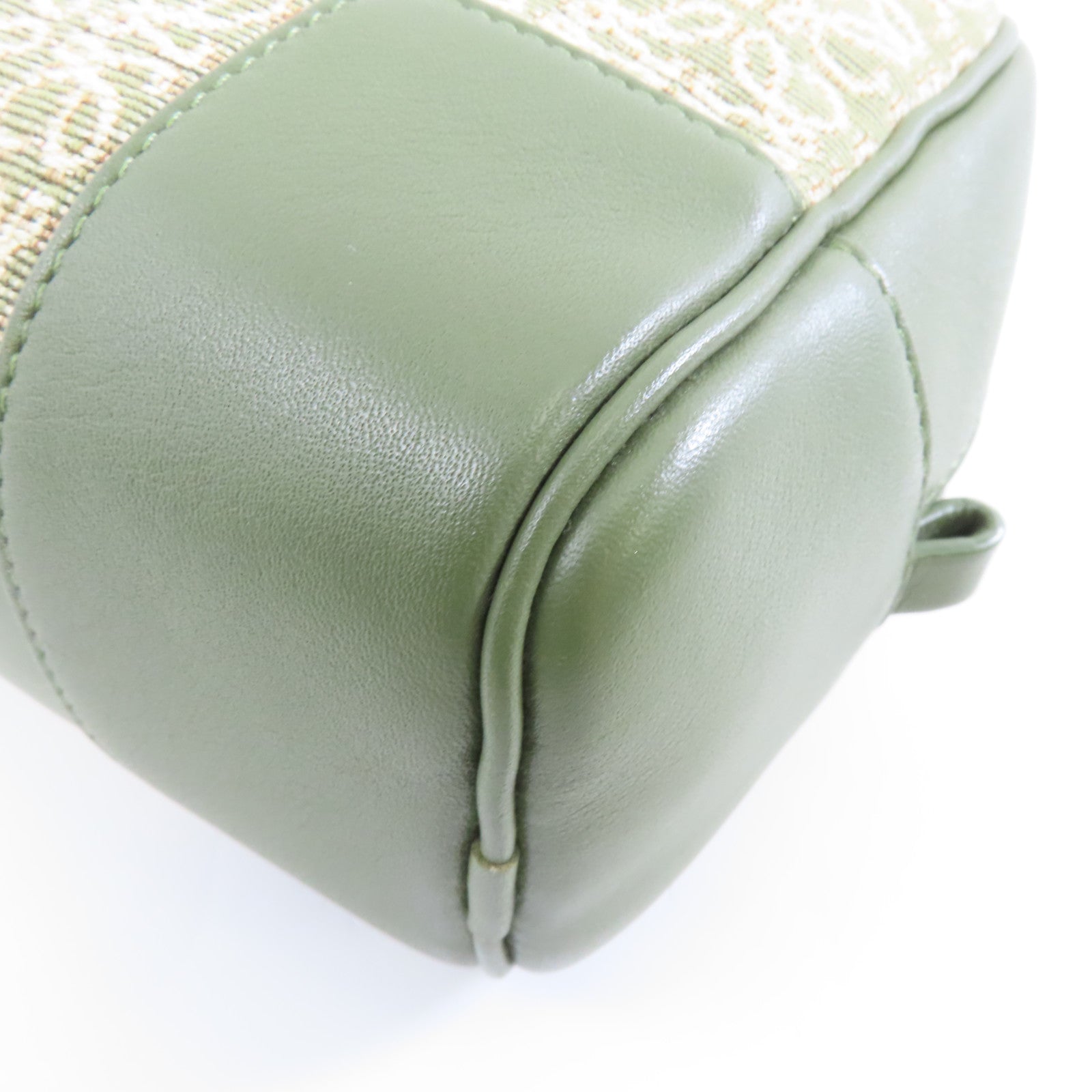 LOEWE 帆布/牛皮皮革Amazona 16金扣手挽肩背兩用袋綠色