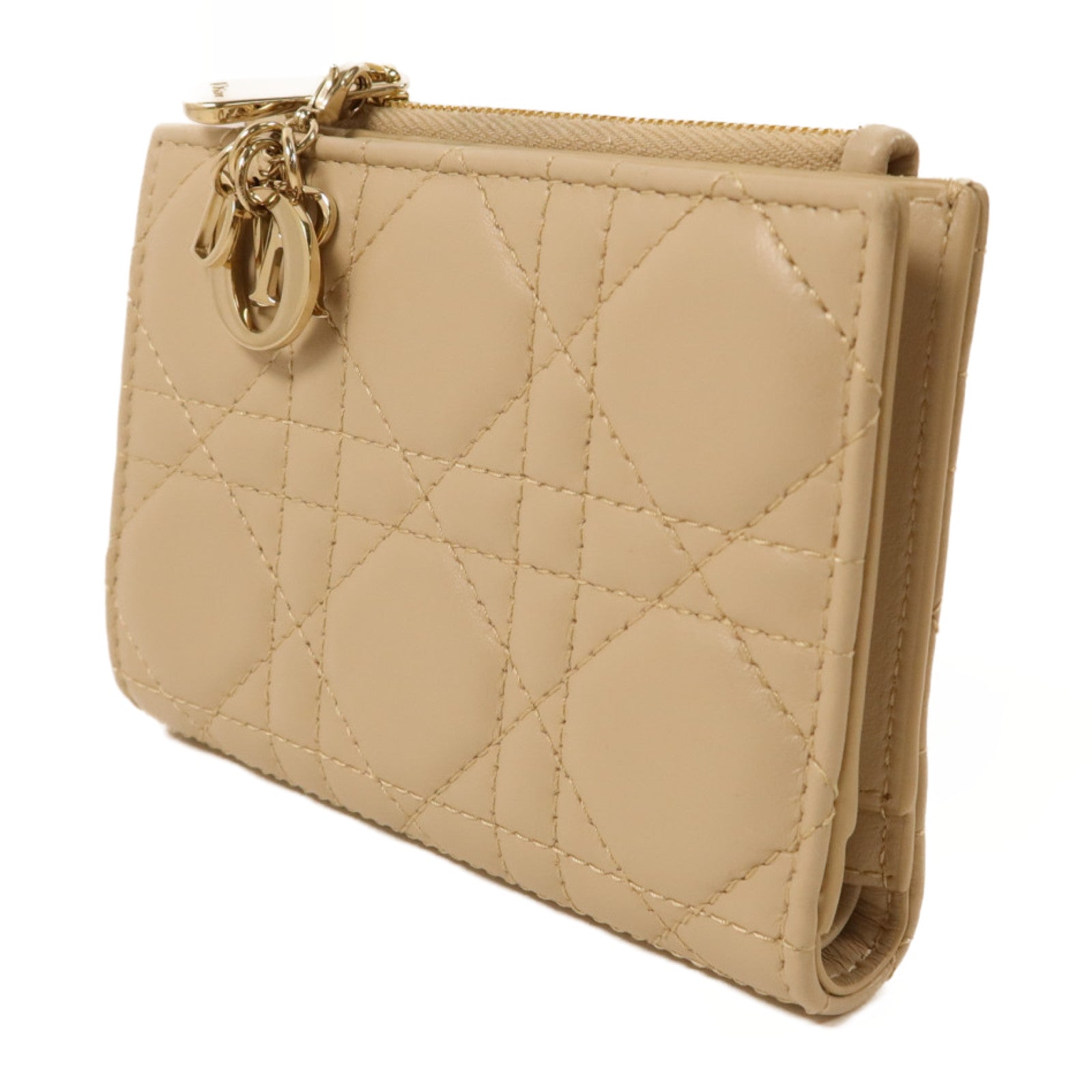 Dior 牛皮皮革Lady Dior Dahlia Wallet金扣錢包