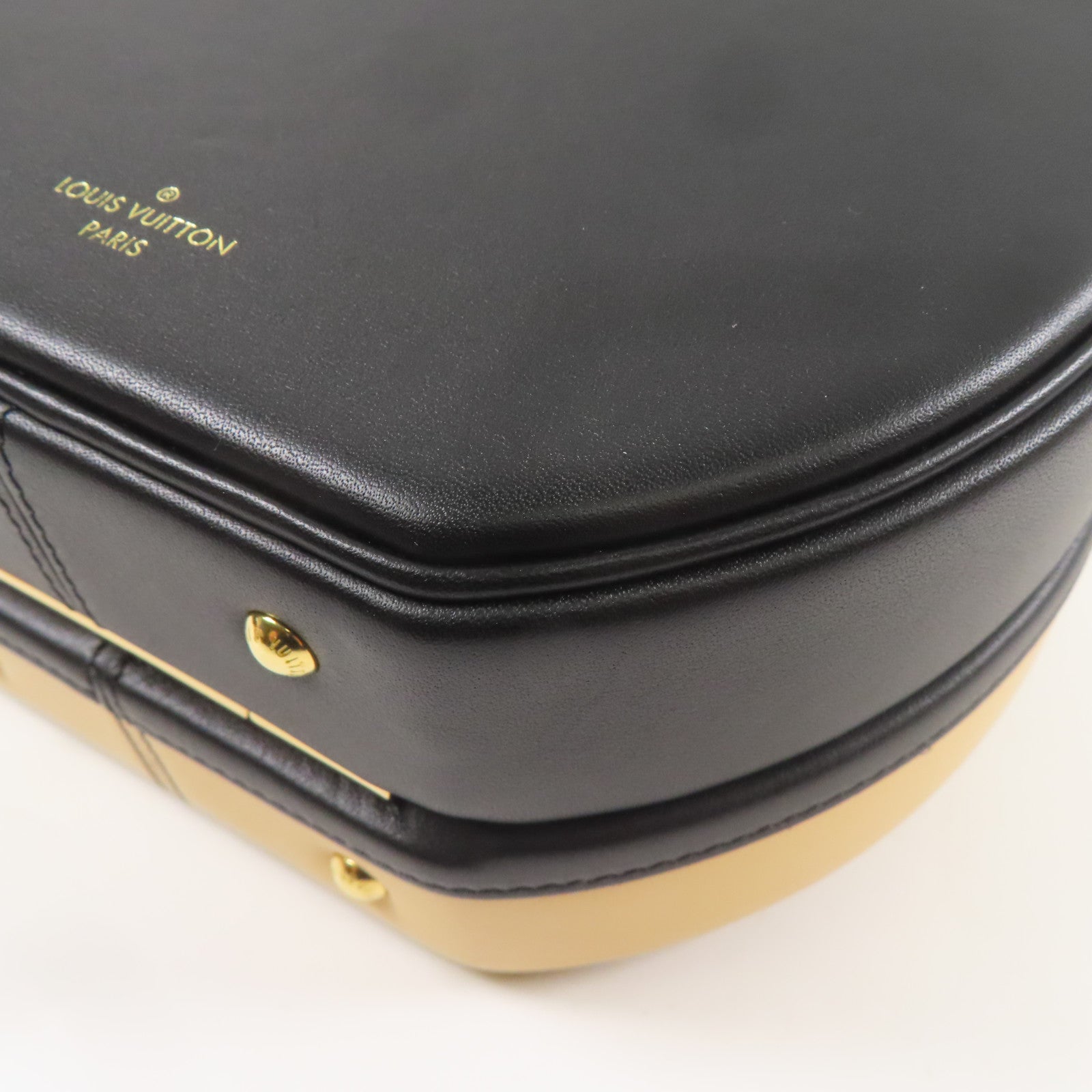 LOUIS VUITTON 牛皮皮革Petite Boite Chapeau金扣手挽肩背兩用袋啡色/黑色