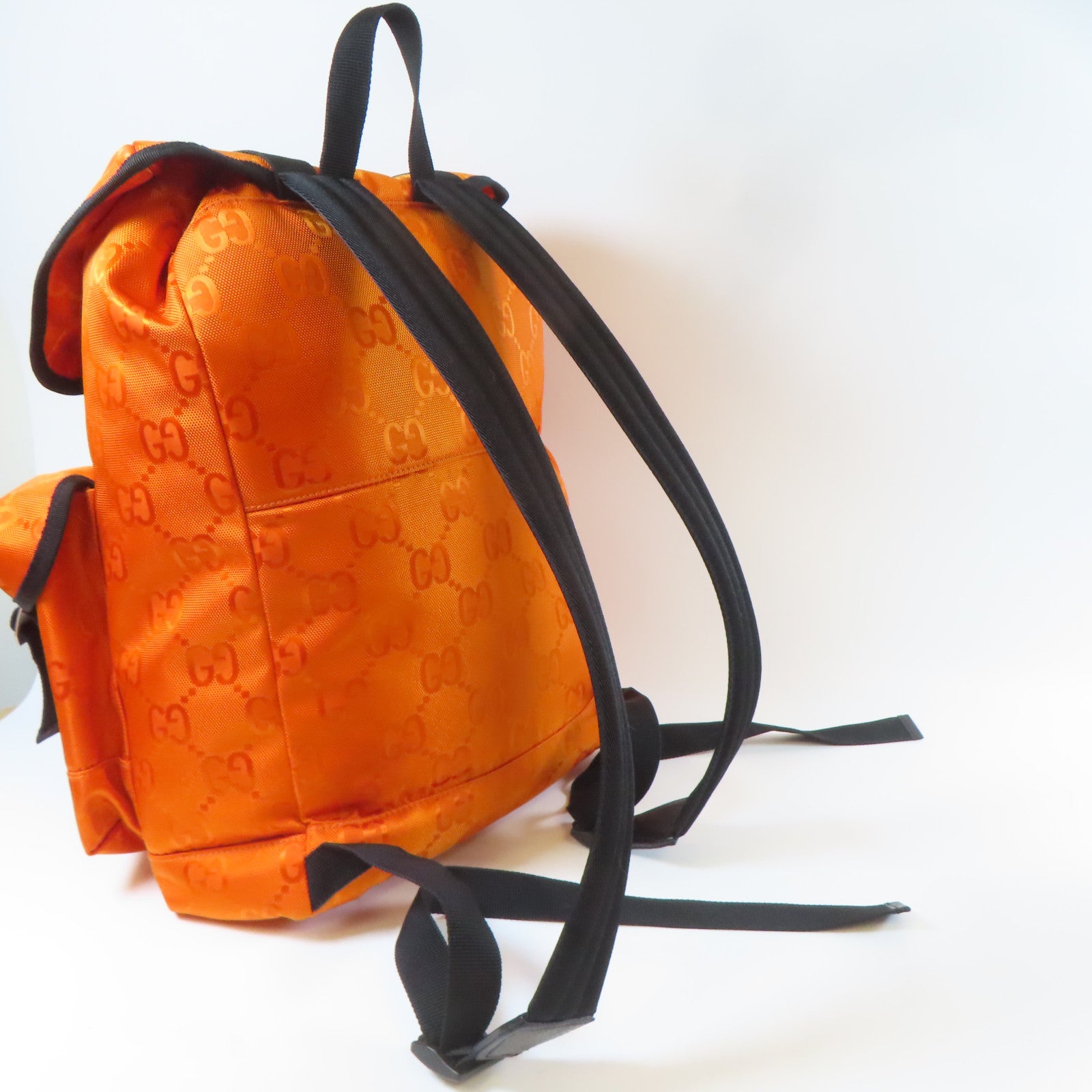 GUCCI 尼龍Rucksack BackPack銀扣背包橙色