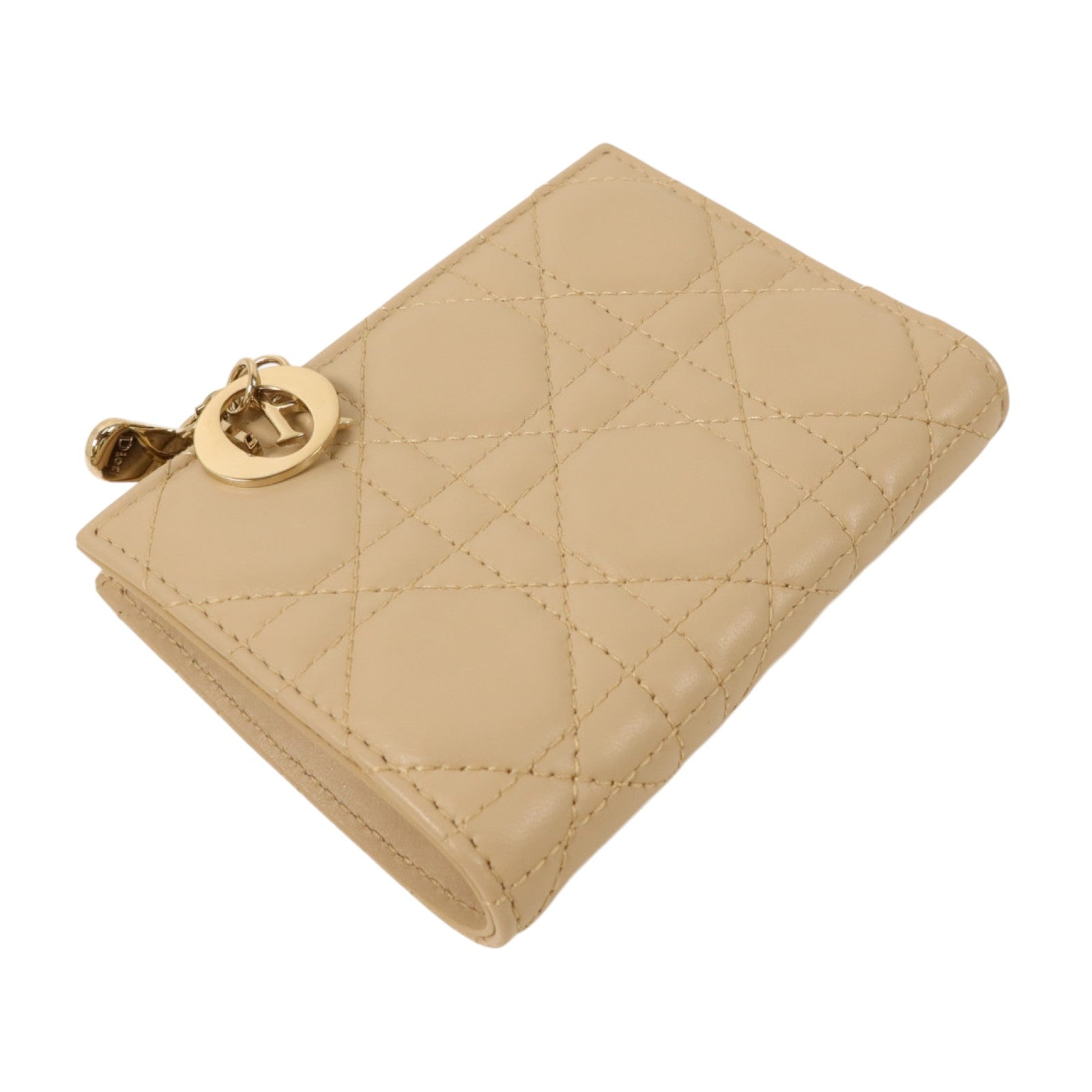 Dior 牛皮皮革Lady Dior Dahlia Wallet金扣錢包