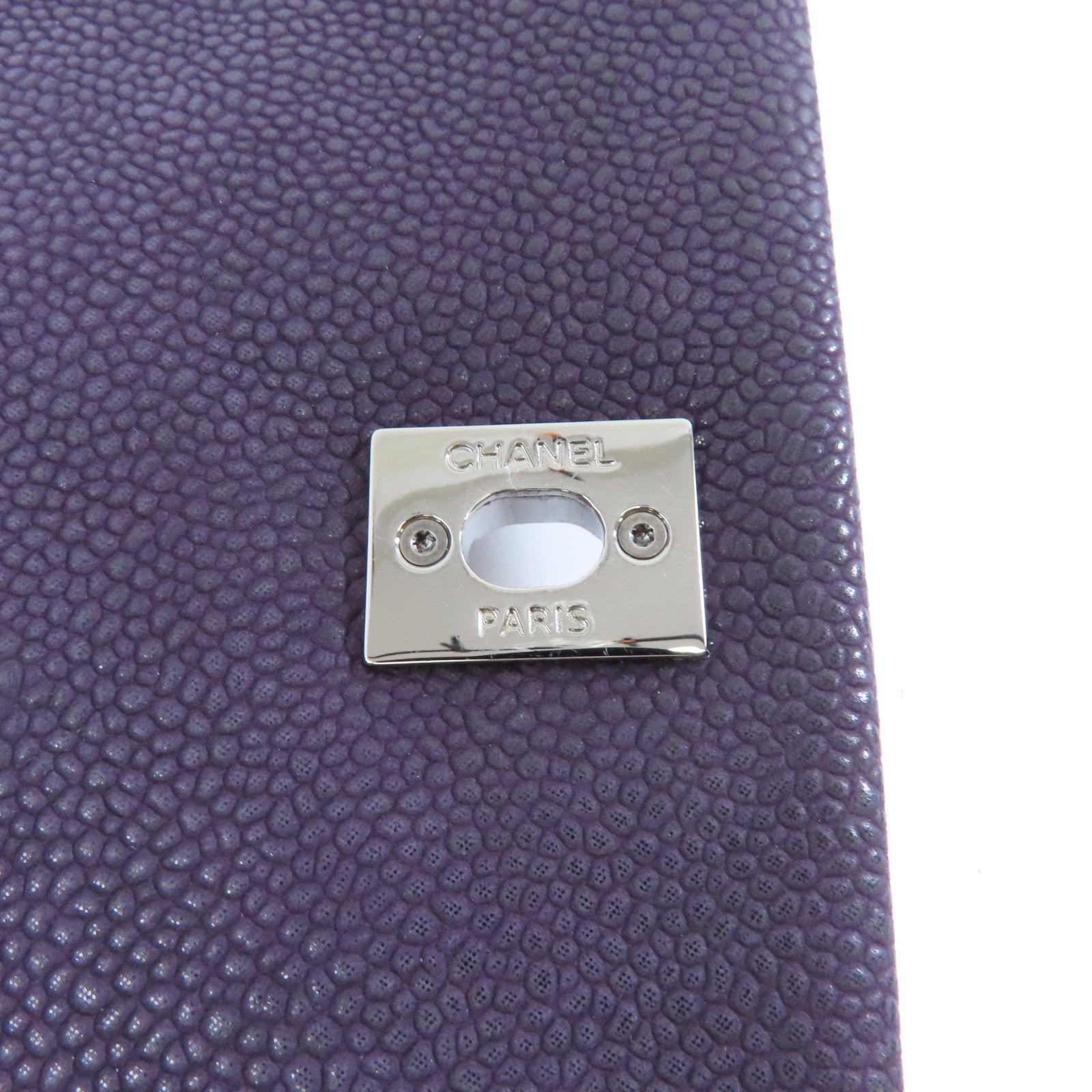 CHANEL 菱格Caviar皮革Chain Shoulder銀扣鏈帶肩背袋紫色
