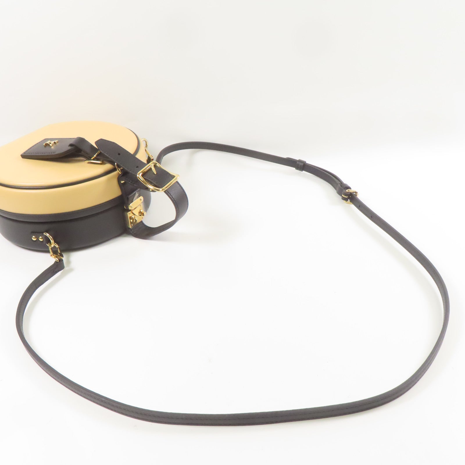 LOUIS VUITTON 牛皮皮革Petite Boite Chapeau金扣手挽肩背兩用袋啡色/黑色