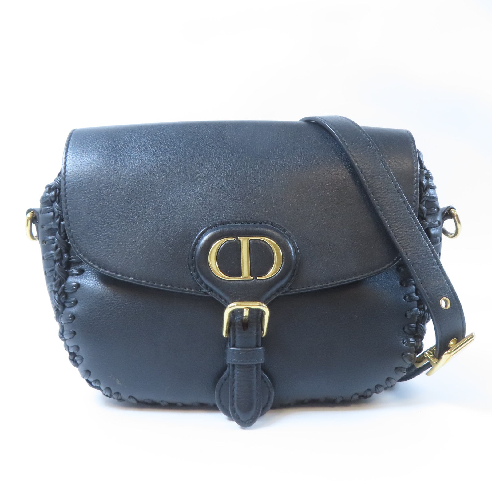 Dior 牛皮皮革Bobby金扣肩背袋黑色