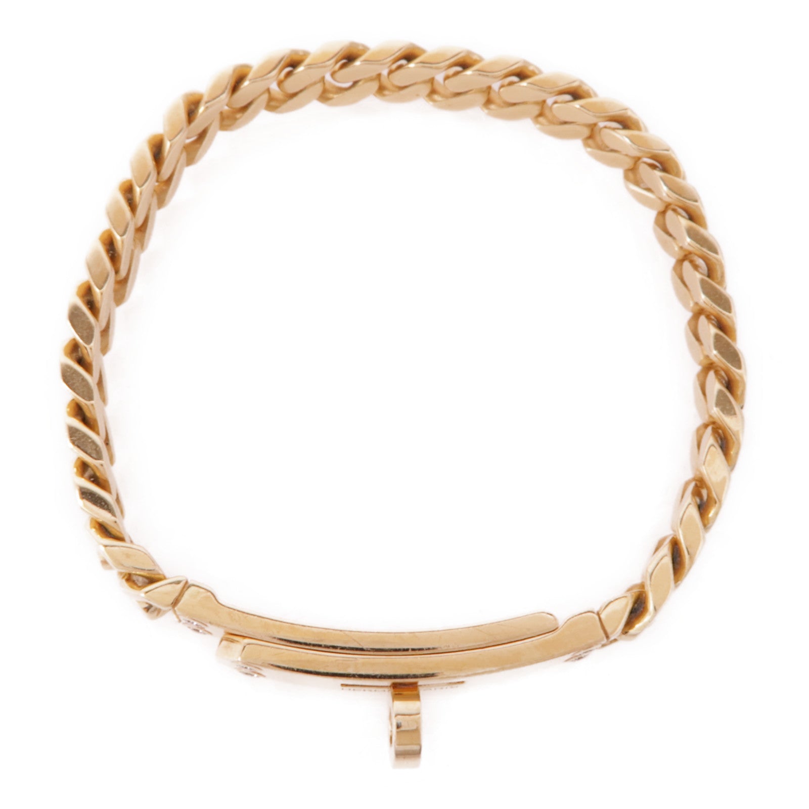 HERMES 18K玫瑰金Kelly Gourmette Bracelet鑽石手鏈