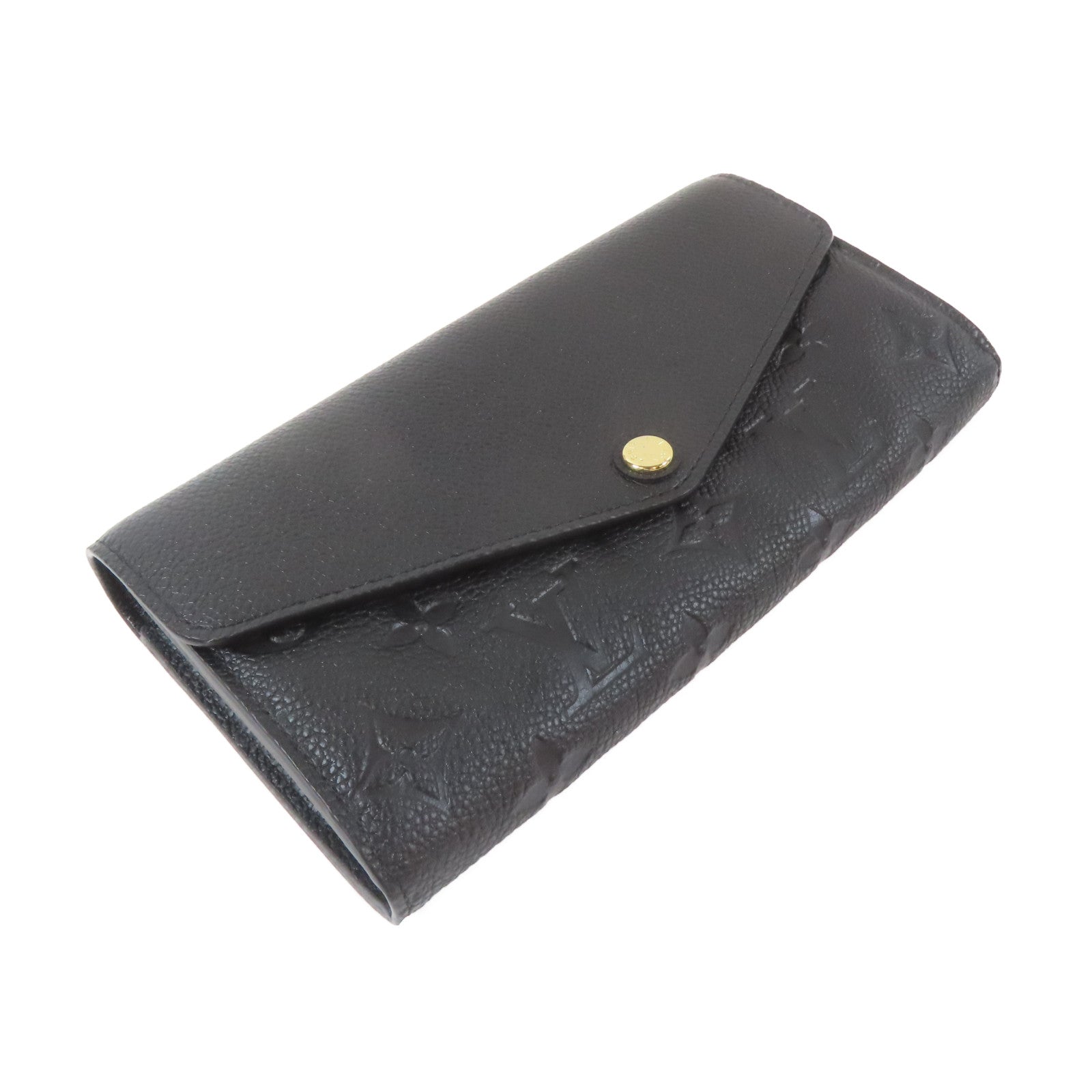 LOUIS VUITTON Monogram Empreinte Sarah金扣啪鈕長錢包黑色