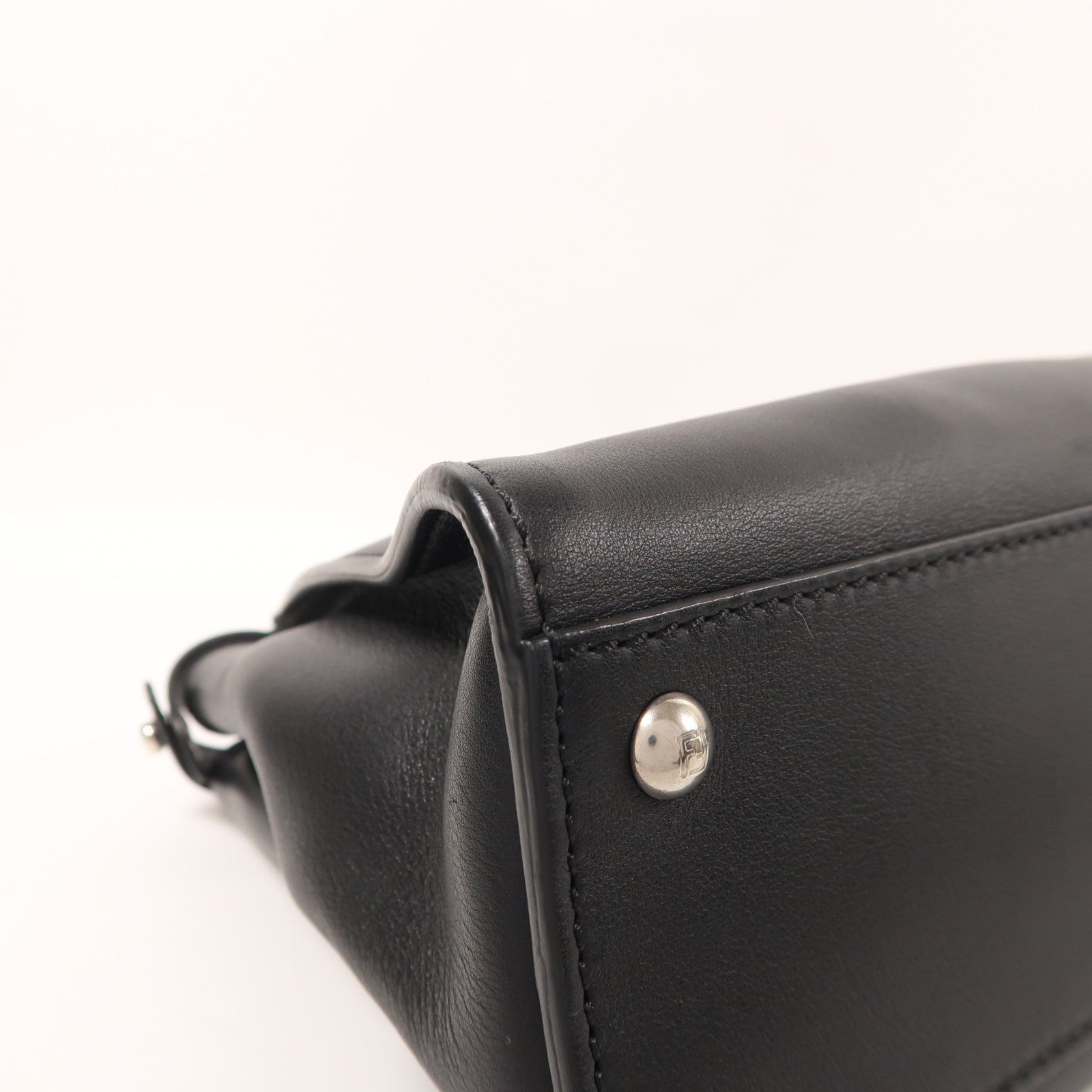 FENDI 牛皮/蛇皮皮革Peekaboo銀扣手挽肩背兩用袋