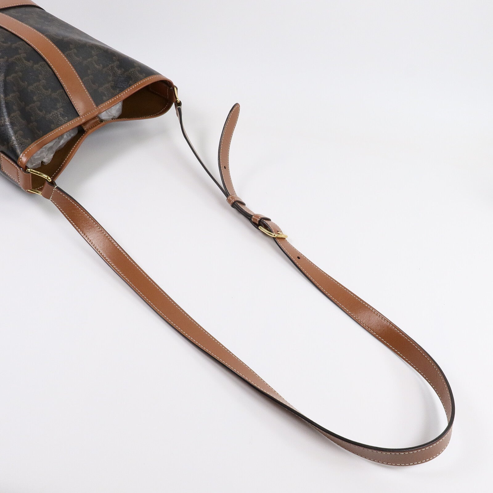 CELINE 塗層帆布Triomphe Small Bucket Bag肩背袋