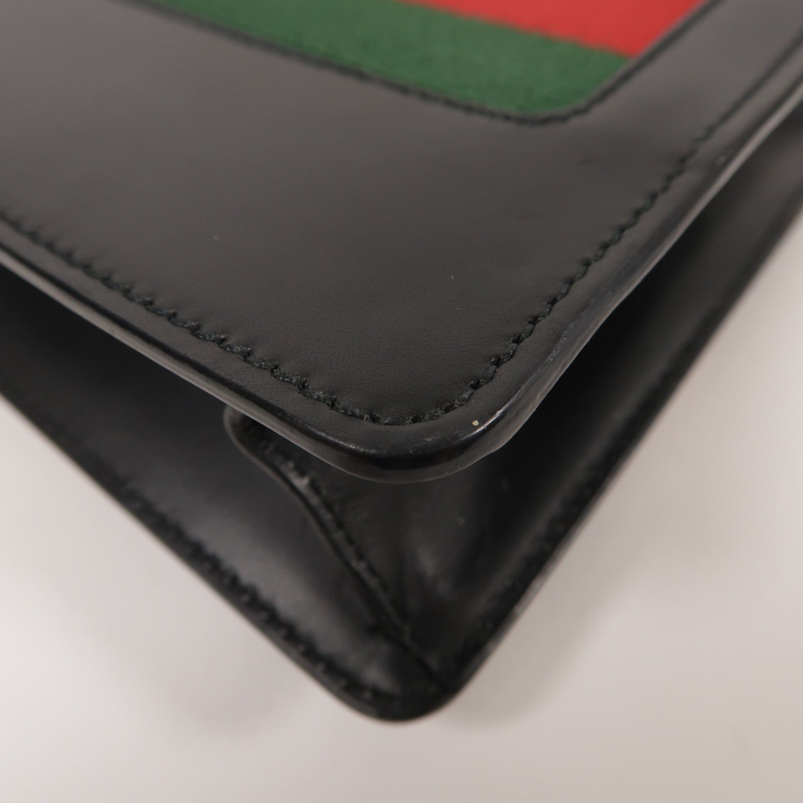 GUCCI GG GHW Sylvie Shoulder Bag Calfskin Leather Black