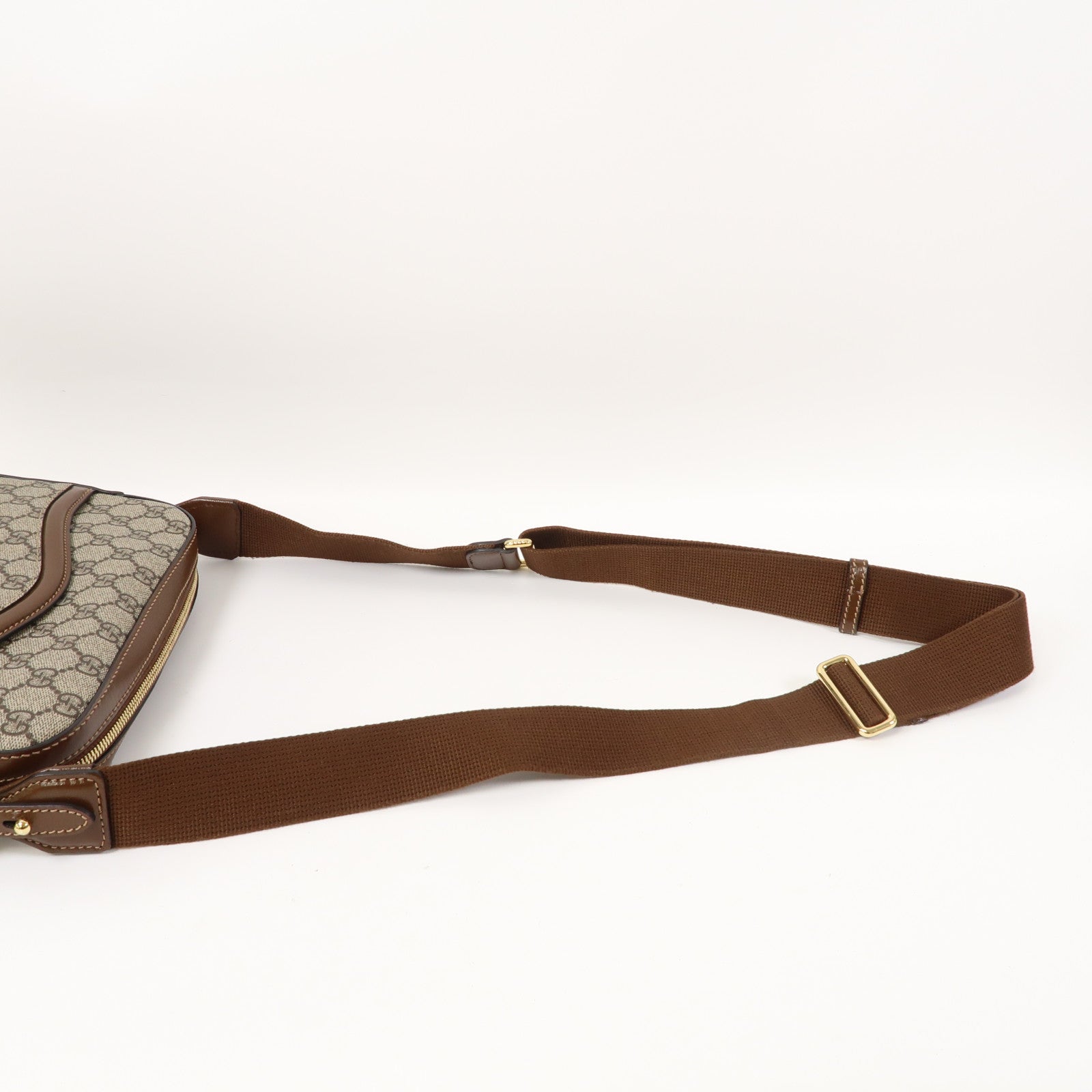GUCCI 塗層帆布Shoulder Bag金扣肩背袋啡色