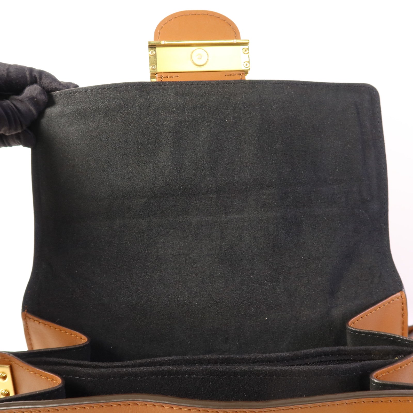 LOUIS VUITTON Monogram/Monogram Reverse Dauphine MM金扣手挽肩背兩用袋棕色