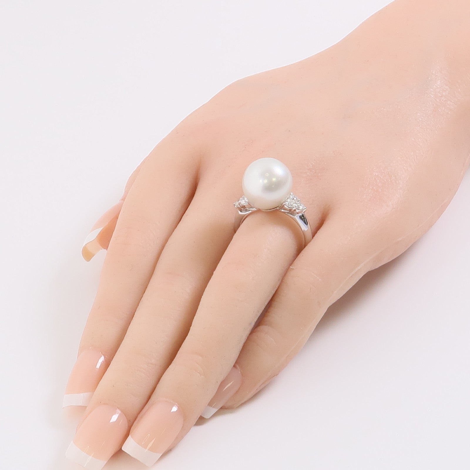 JEWELRY 18K白金Pearl/Diamond Ring珍珠/鑽石戒指US#7.75