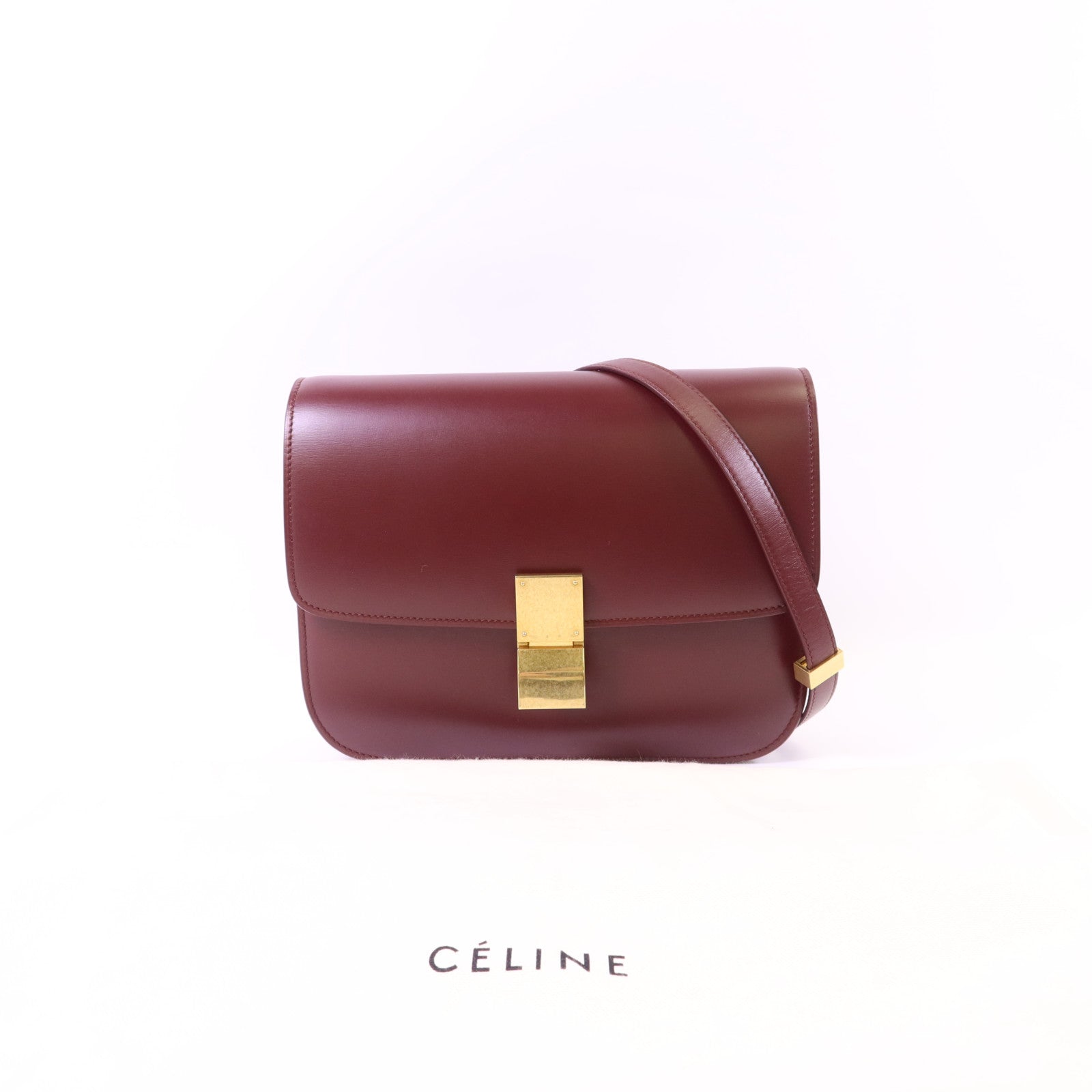 CELINE 牛皮皮革Shoulder Bag金扣肩背袋