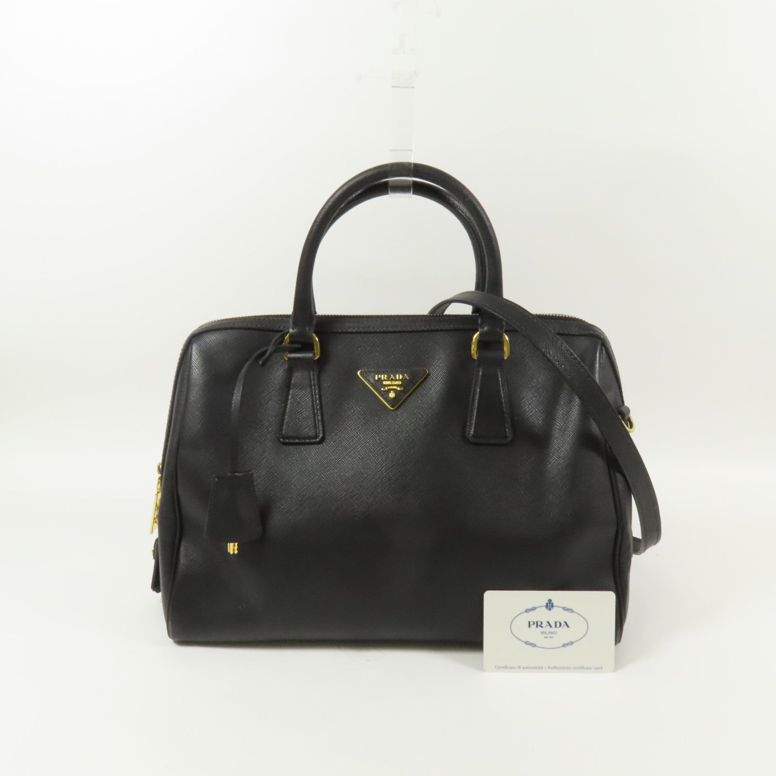 PRADA Saffiano皮革2Way Shoulder金扣手挽肩背兩用袋
