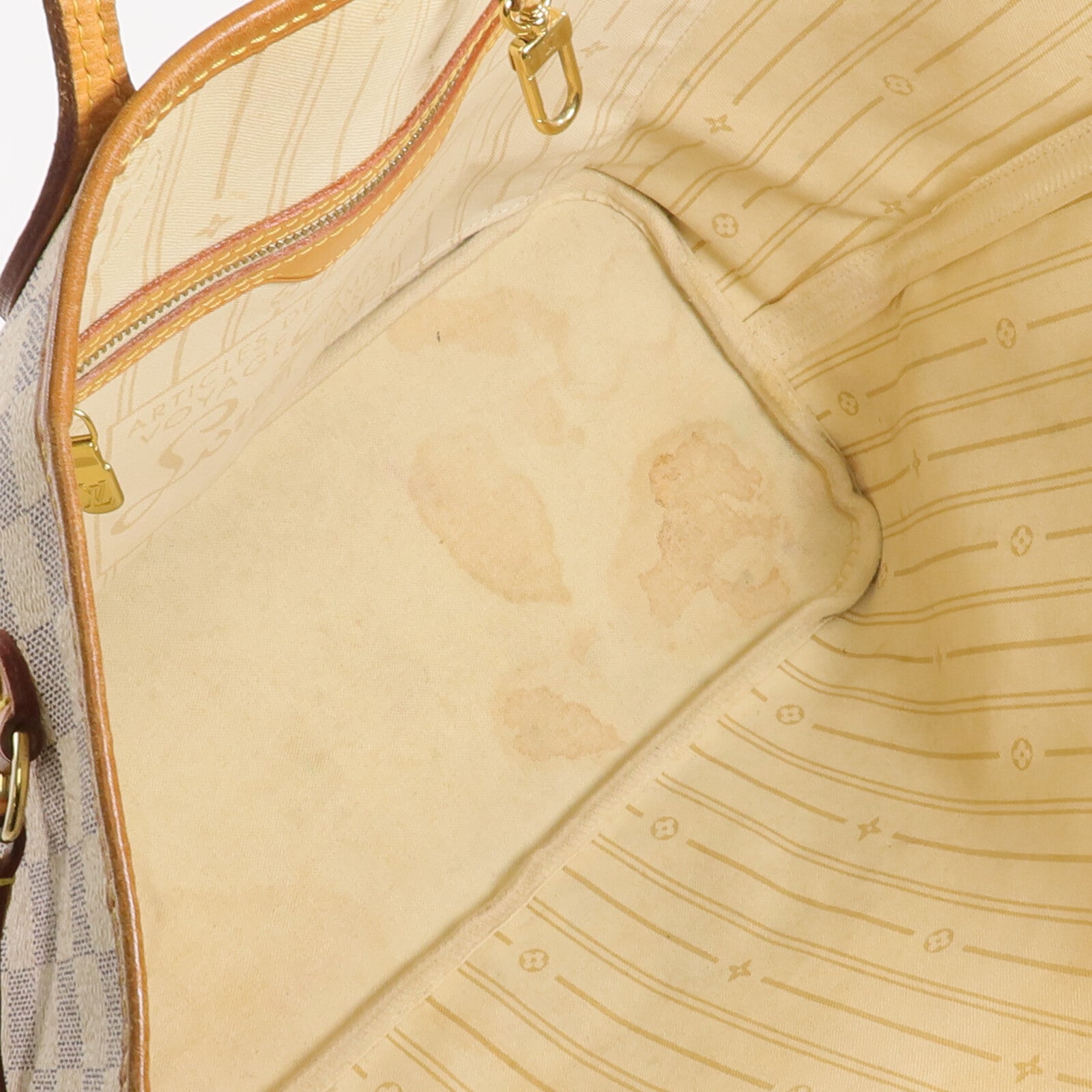 LOUIS VUITTON Damier Neverfull MM金扣手挽袋